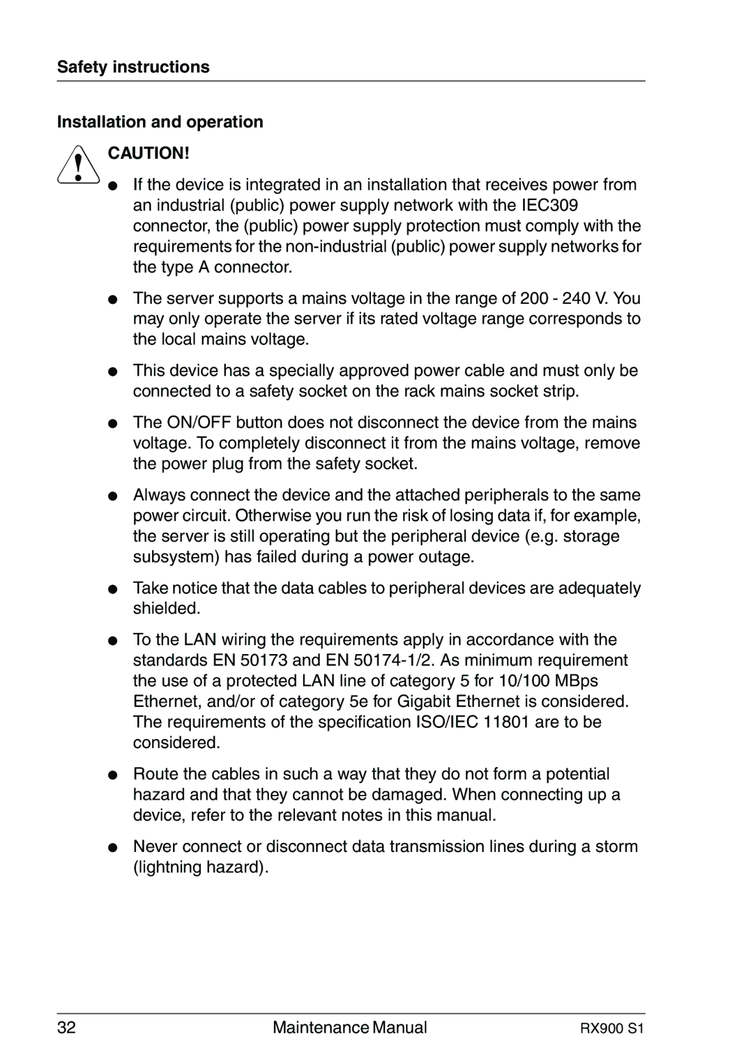 Fujitsu RX900 S1 manual Safety instructions Installation and operation 