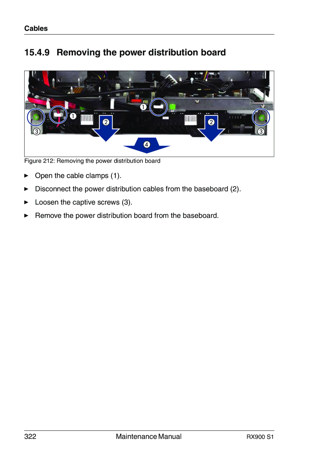 Fujitsu RX900 S1 manual Removing the power distribution board 