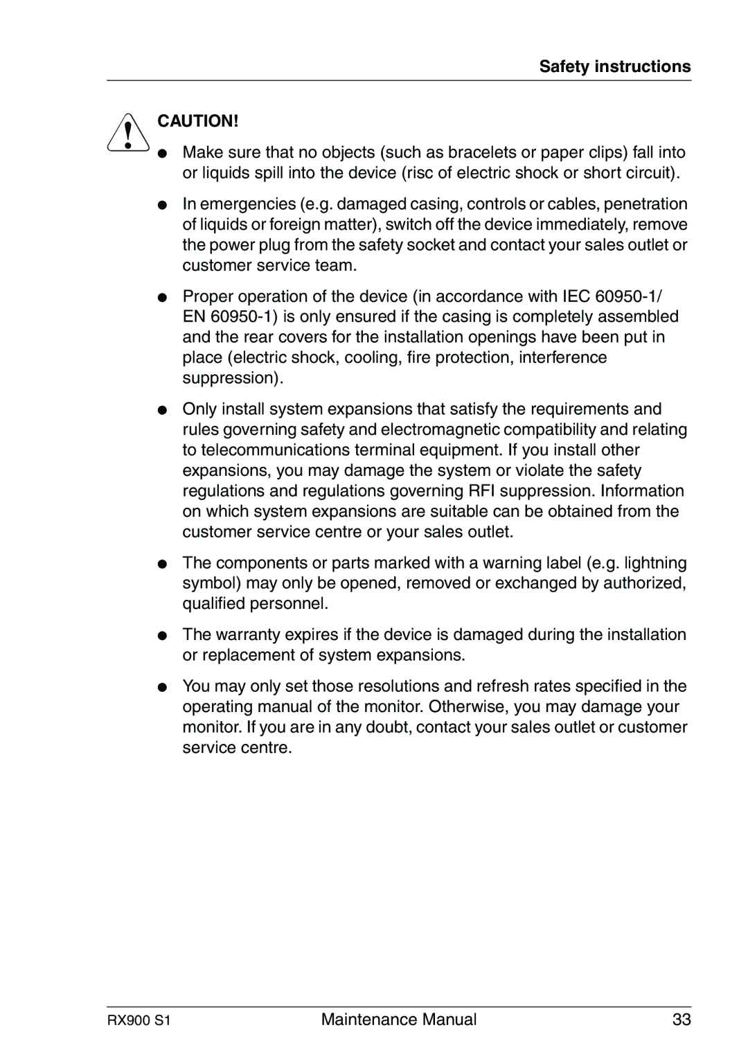 Fujitsu RX900 S1 manual Safety instructions 