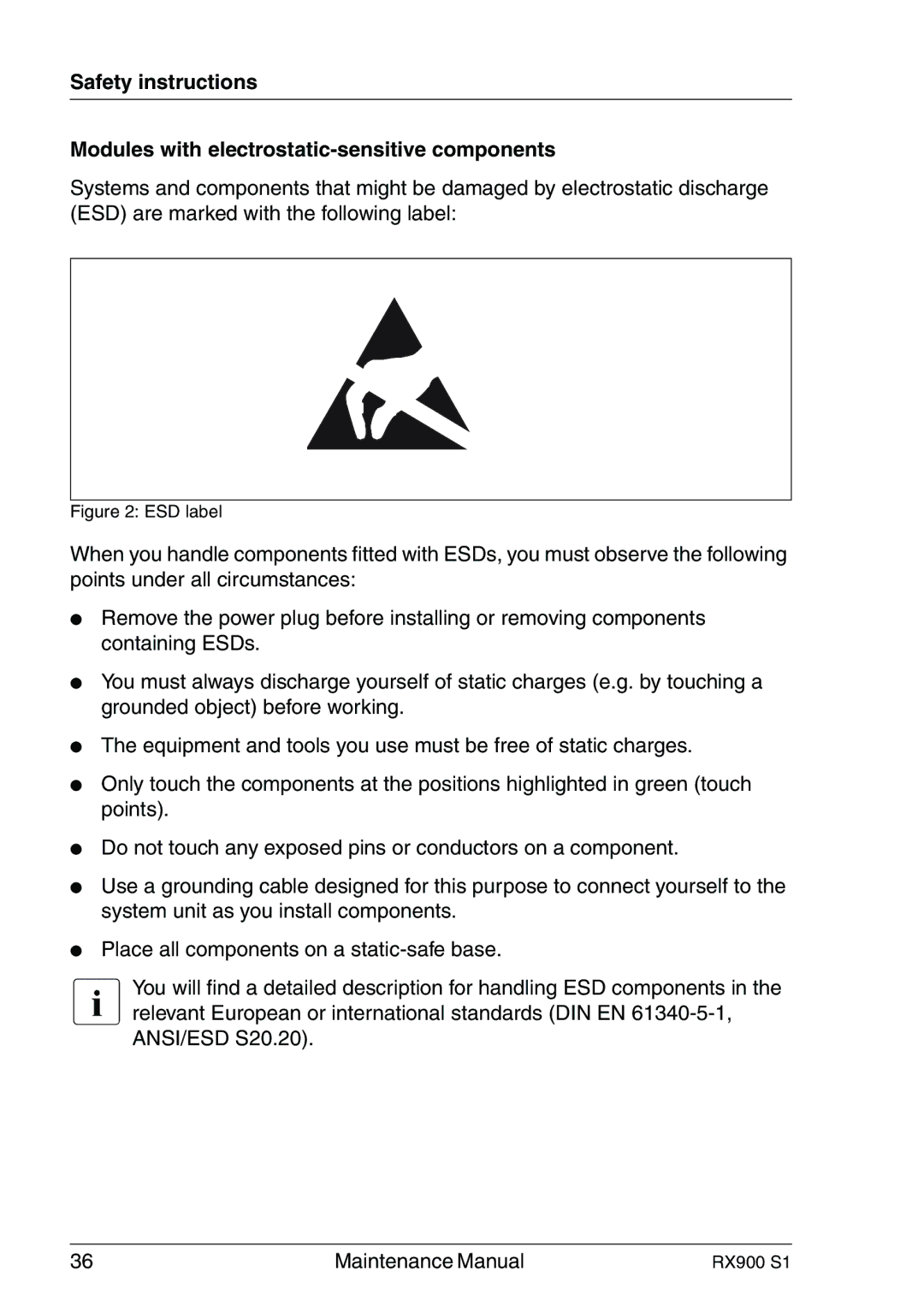 Fujitsu RX900 S1 manual ESD label 