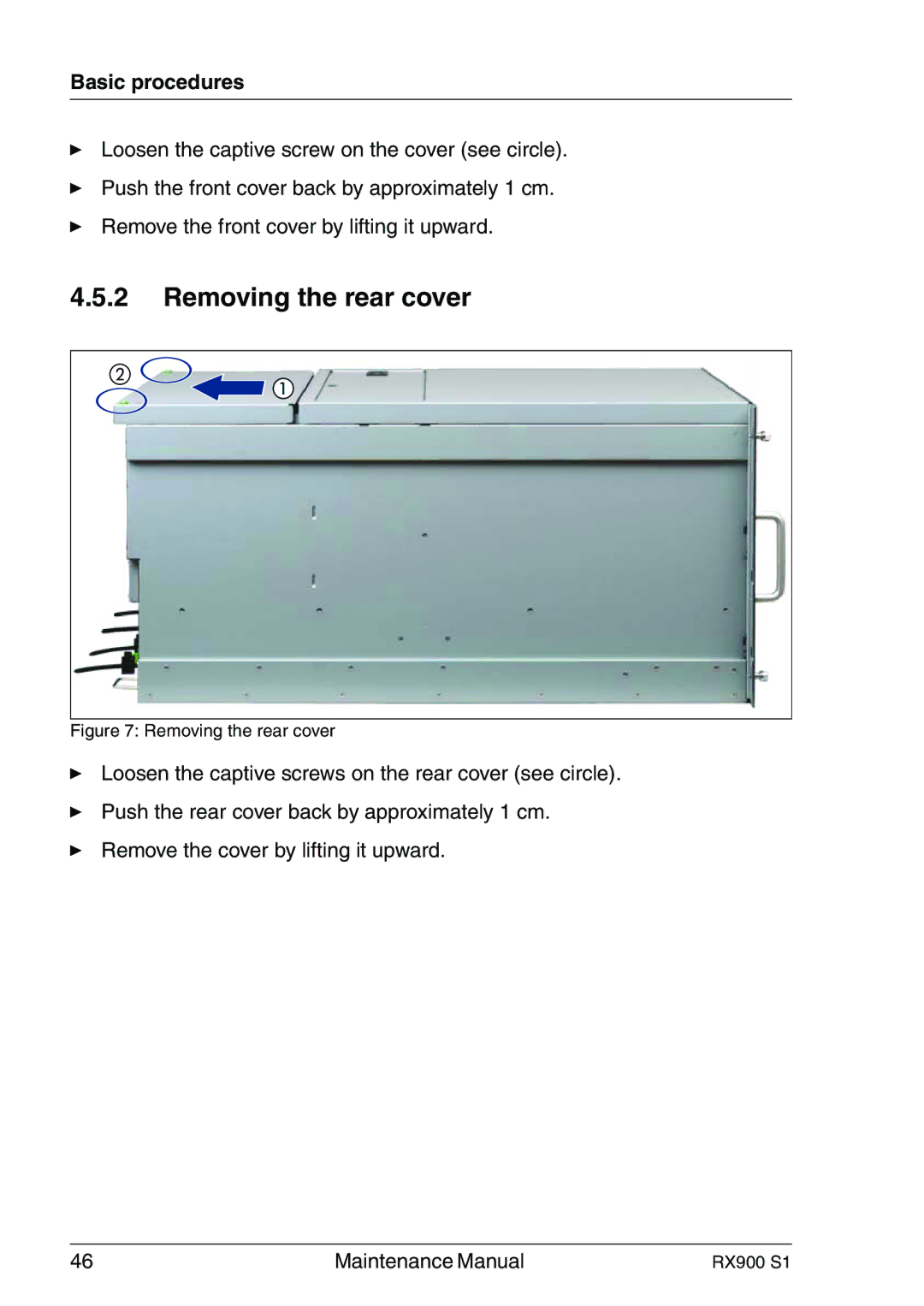 Fujitsu RX900 S1 manual Removing the rear cover 