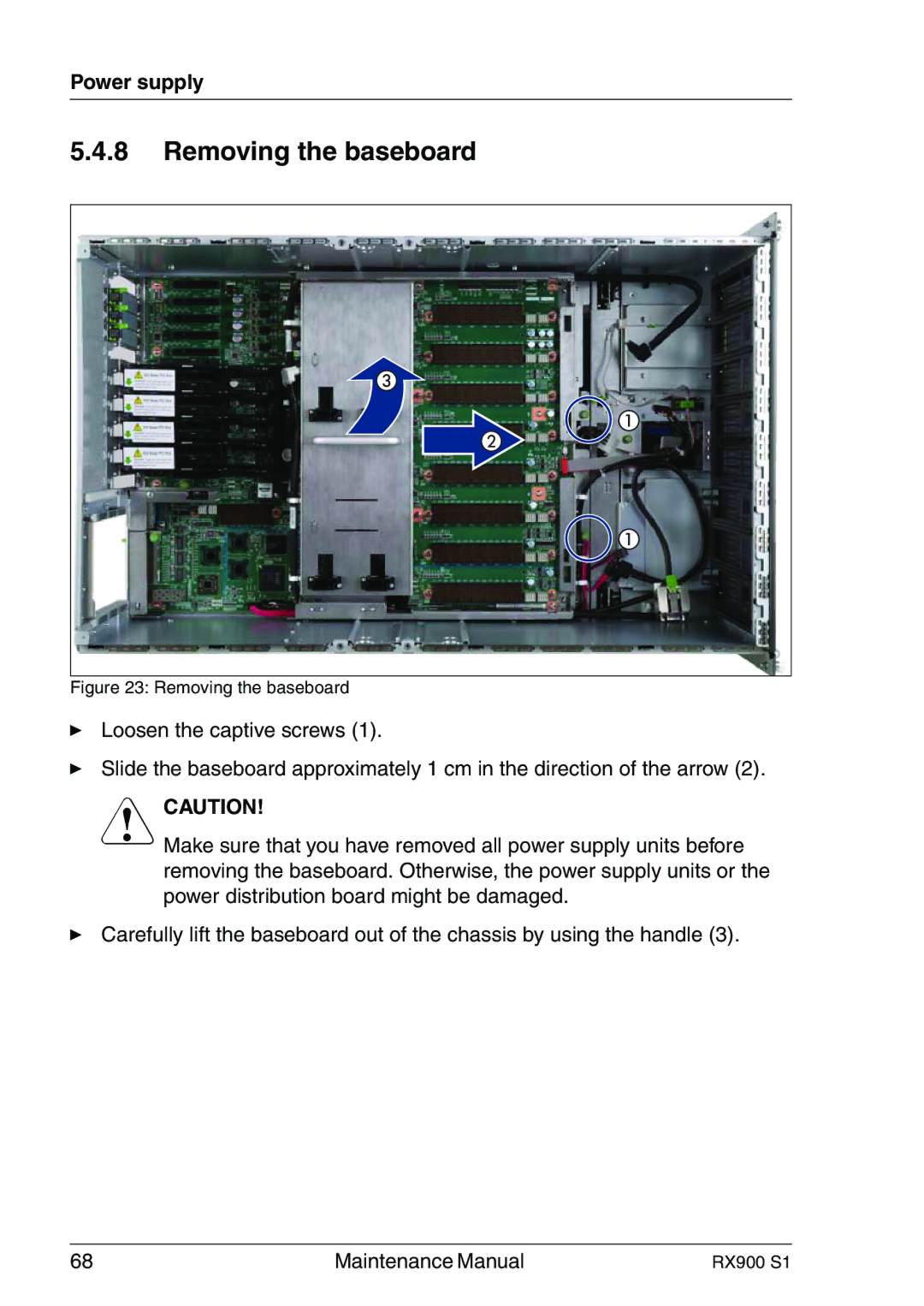 Fujitsu RX900 S1 manual Removing the baseboard 