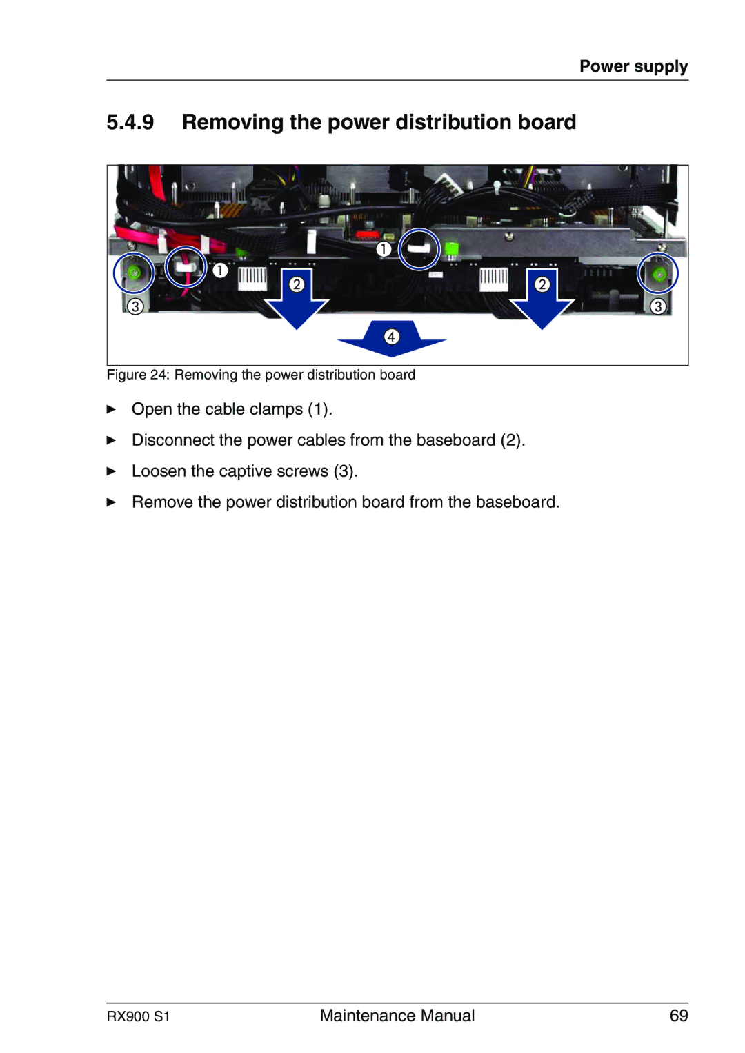 Fujitsu RX900 S1 manual Removing the power distribution board 