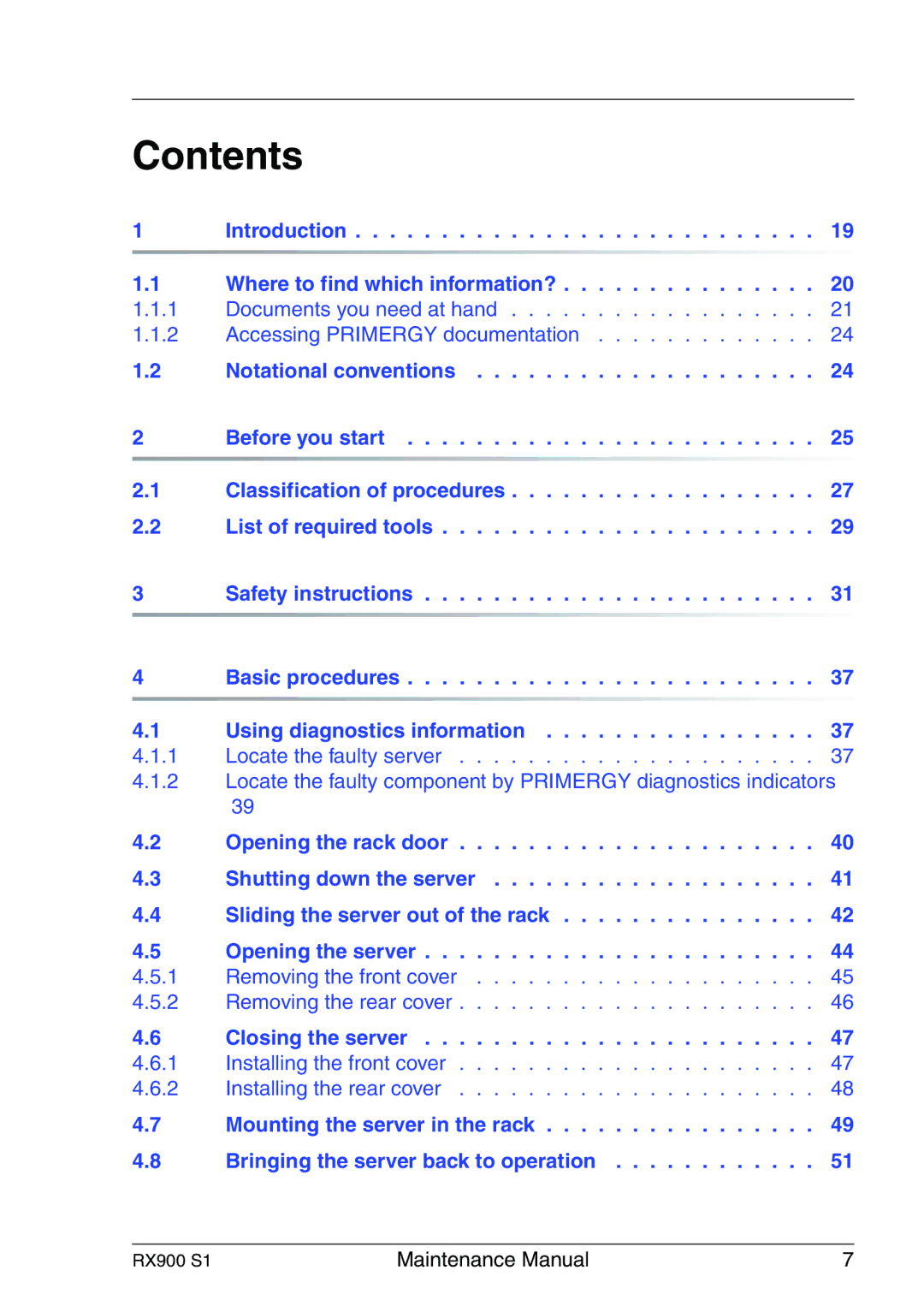 Fujitsu RX900 S1 manual Contents 