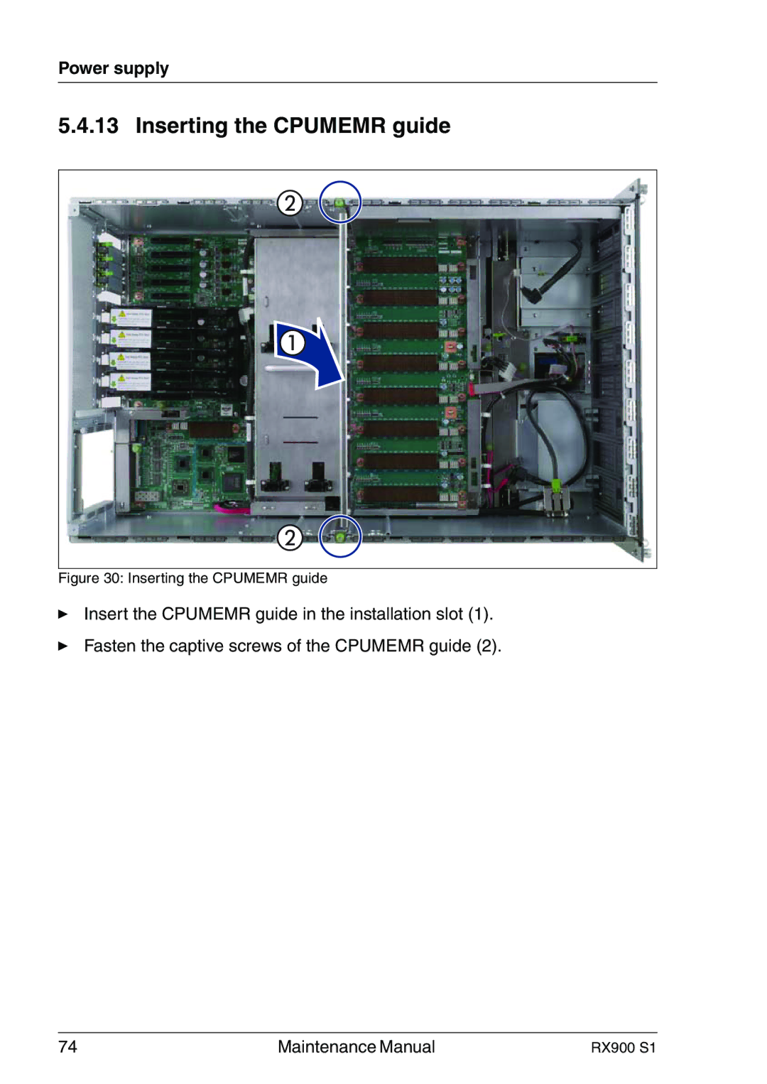 Fujitsu RX900 S1 manual Inserting the Cpumemr guide 