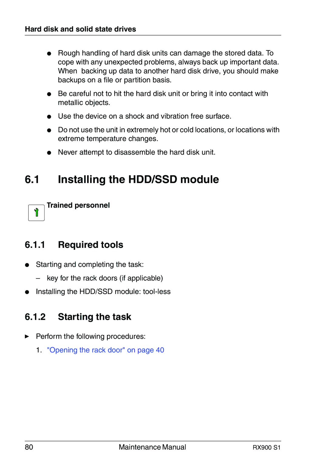 Fujitsu RX900 S1 manual Installing the HDD/SSD module, Hard disk and solid state drives 