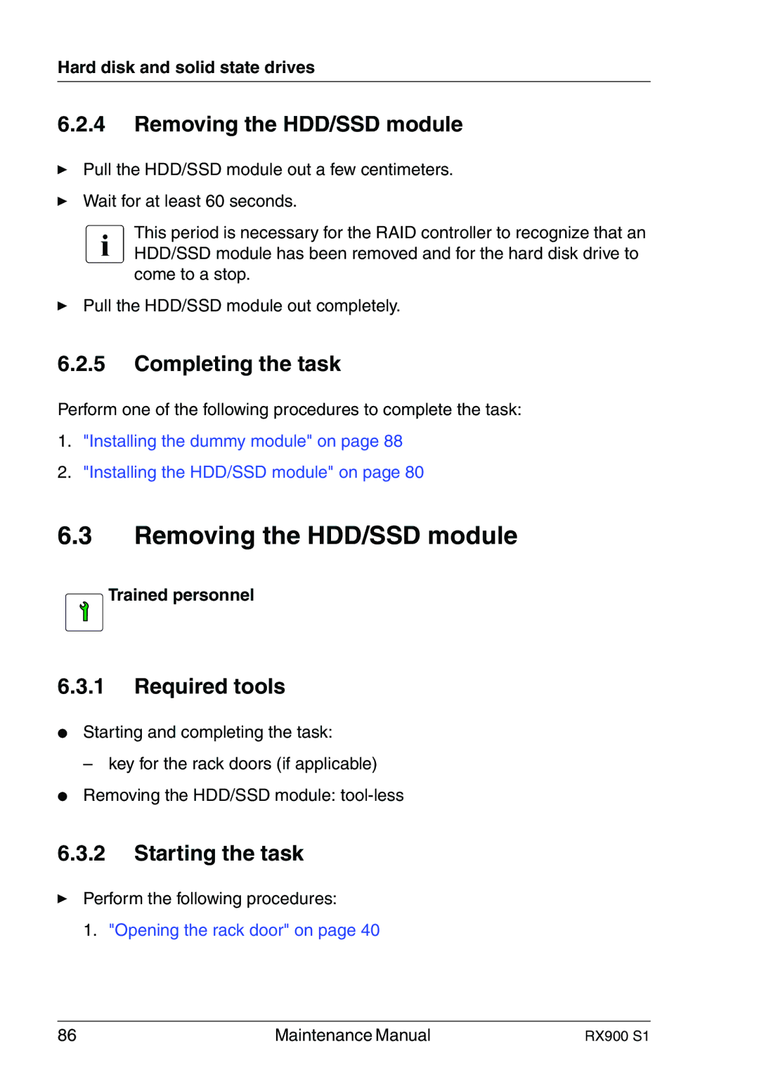 Fujitsu RX900 S1 manual Removing the HDD/SSD module 