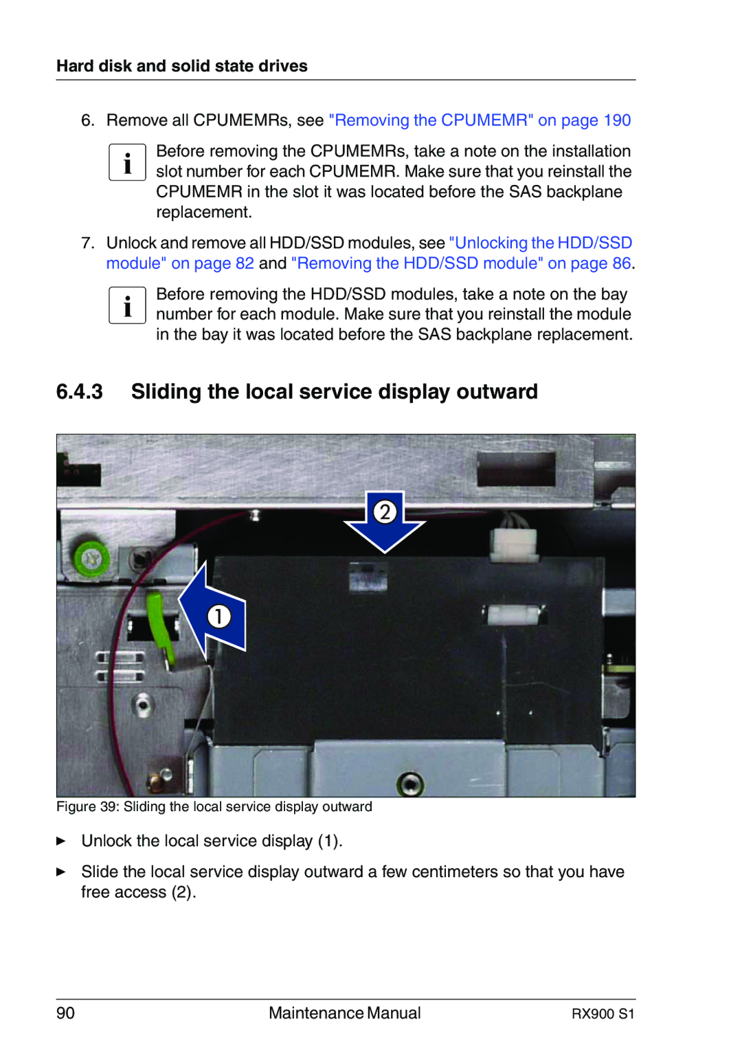 Fujitsu RX900 S1 manual Sliding the local service display outward 