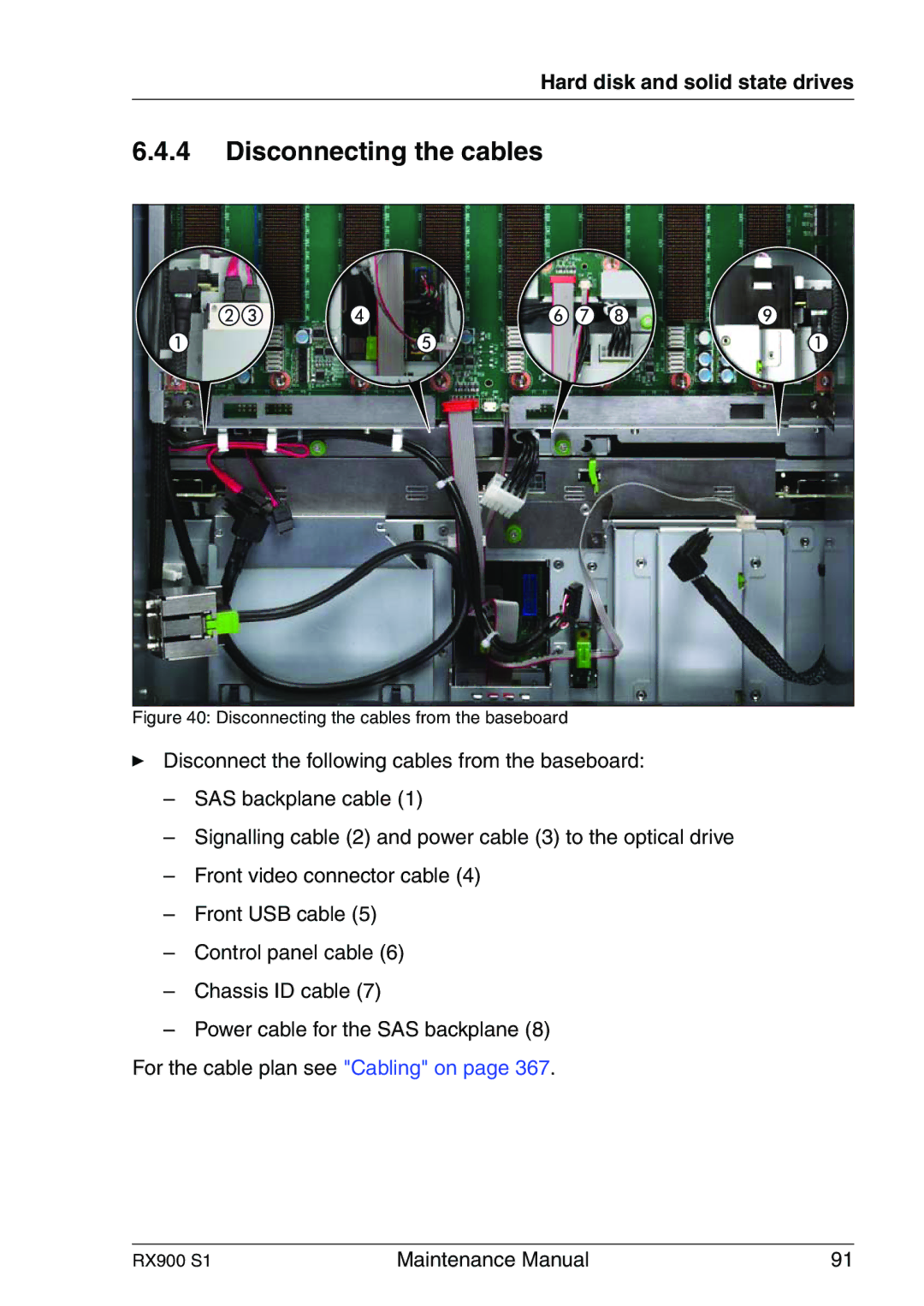 Fujitsu RX900 S1 manual Disconnecting the cables 