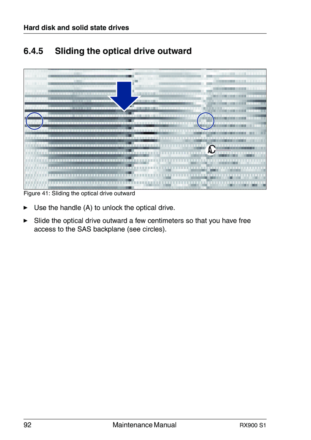 Fujitsu RX900 S1 manual Sliding the optical drive outward 