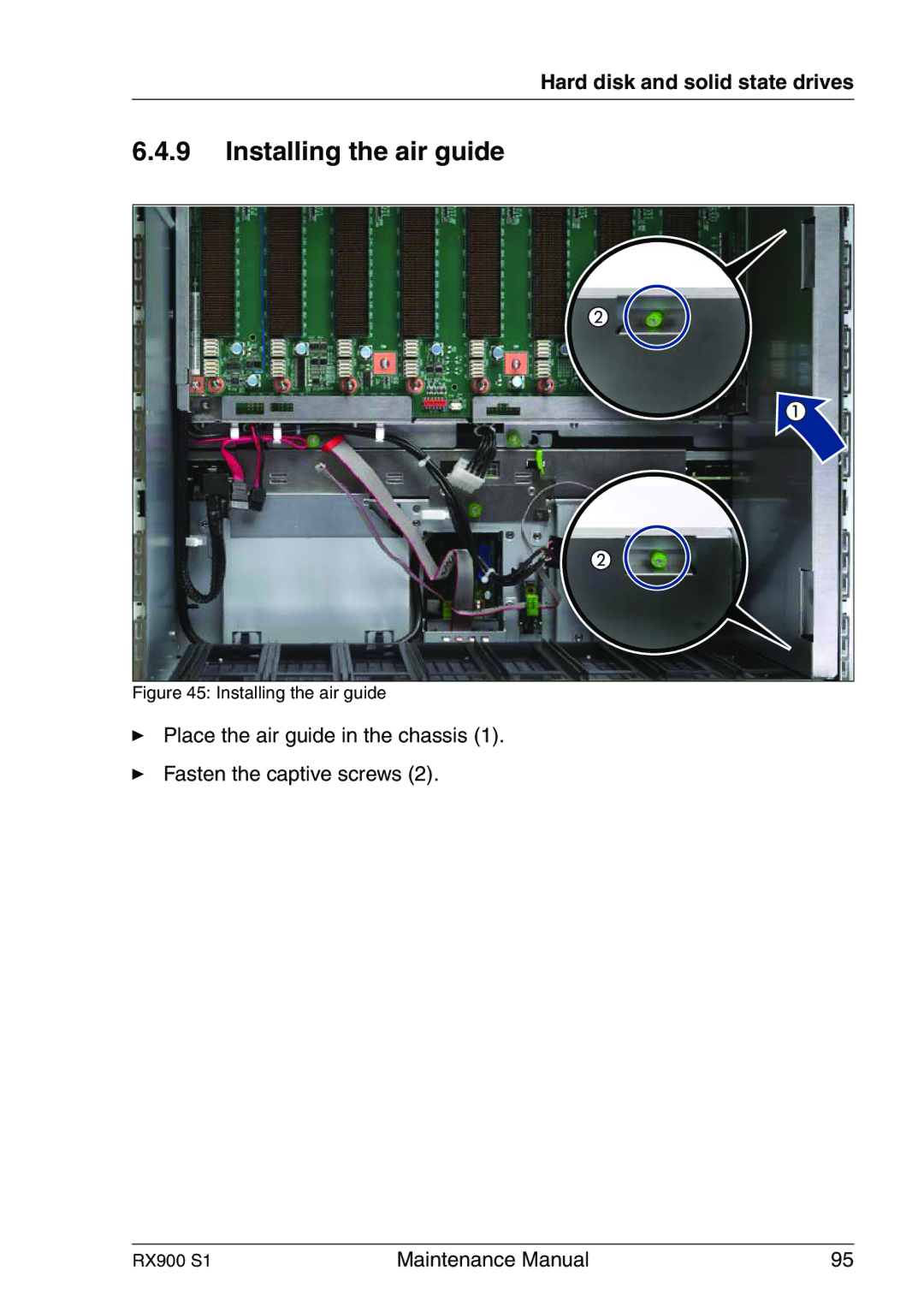 Fujitsu RX900 S1 manual Installing the air guide 