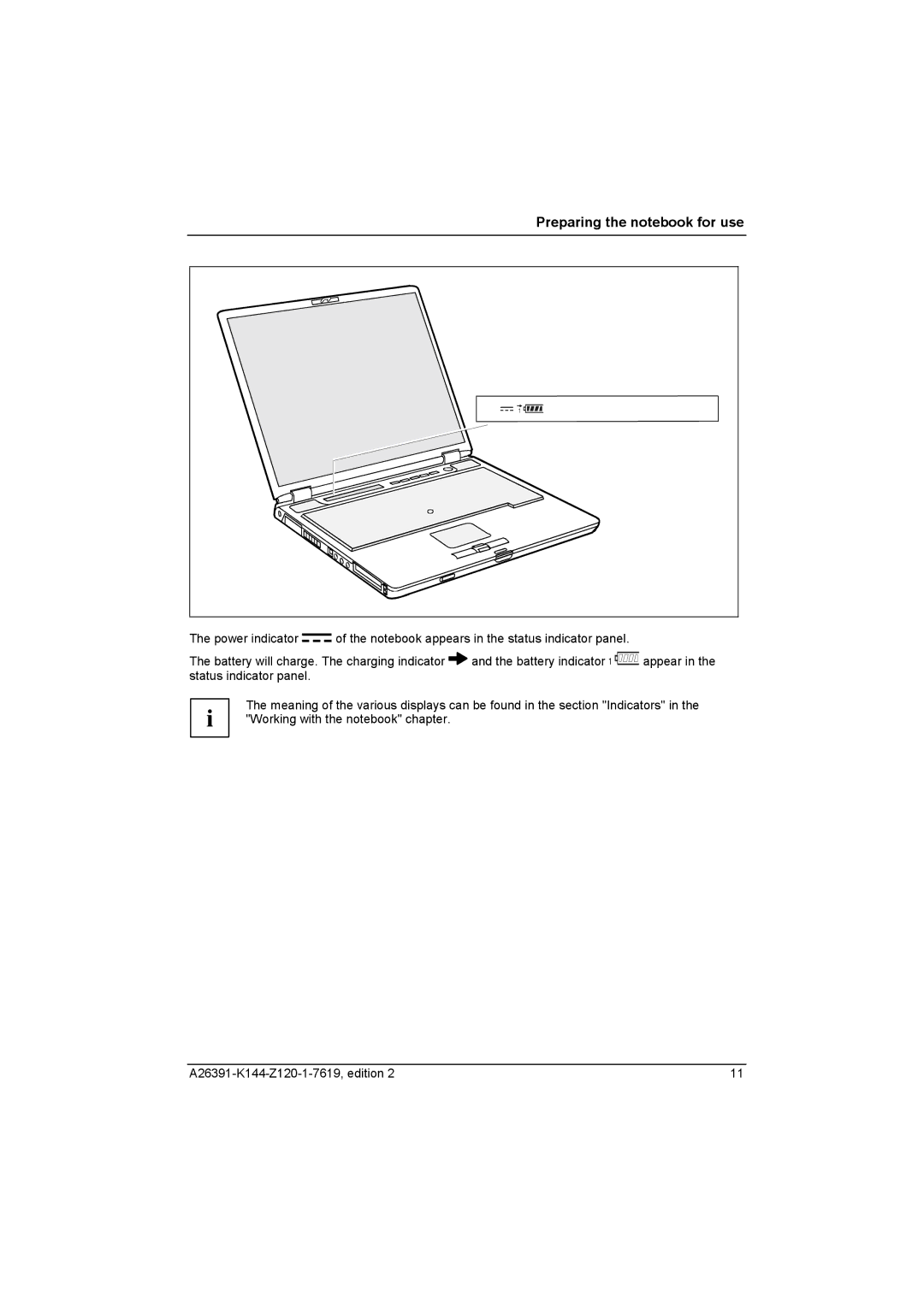 Fujitsu S SERIES manual Working with the notebook chapter 