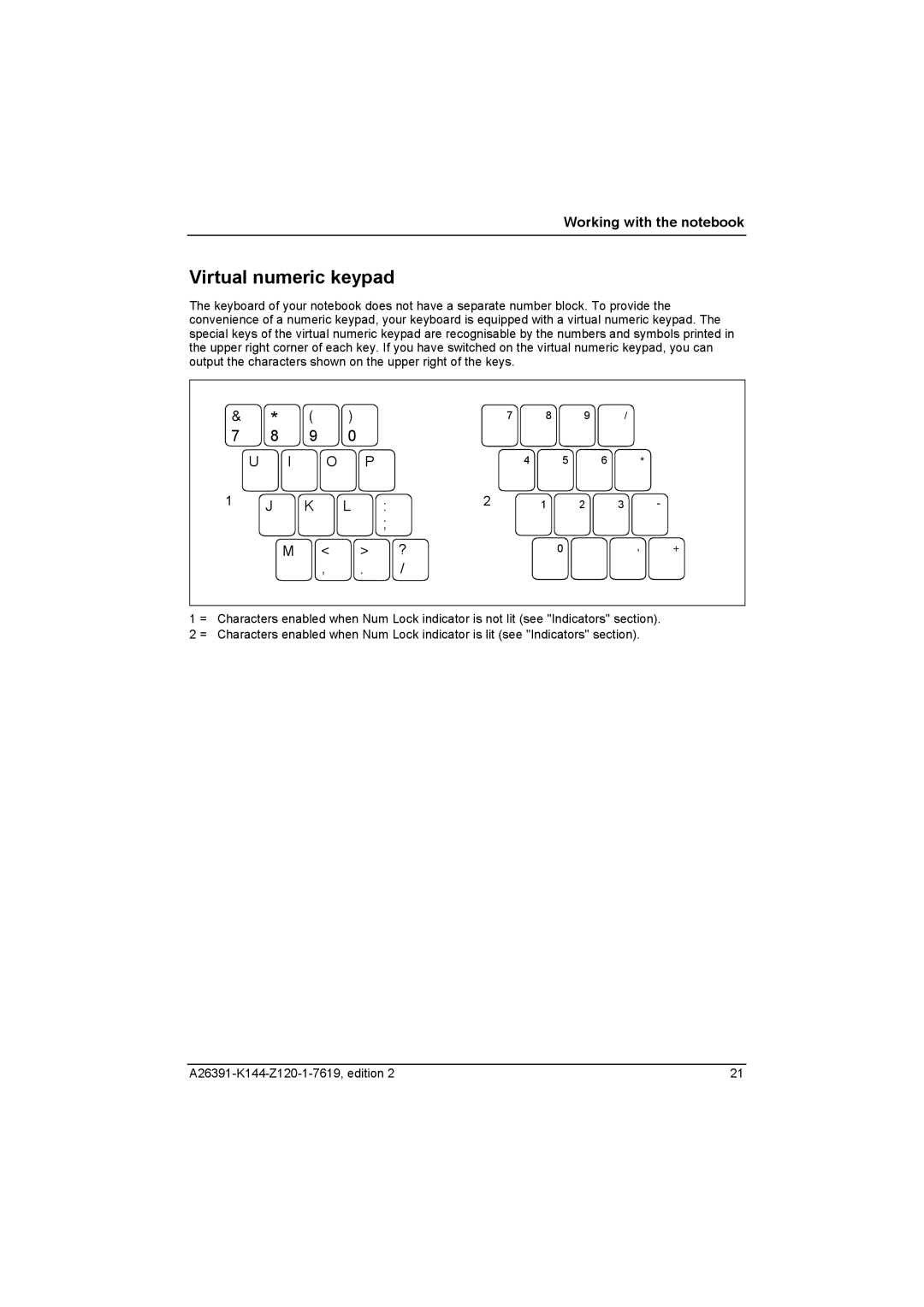 Fujitsu S SERIES manual Virtual numeric keypad 