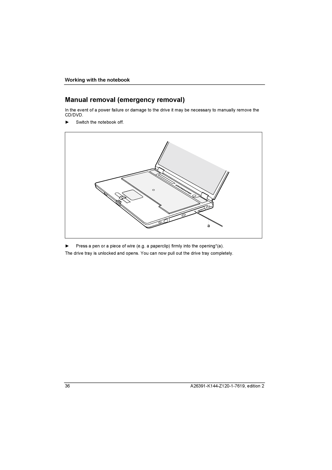 Fujitsu S SERIES manual Manual removal emergency removal 