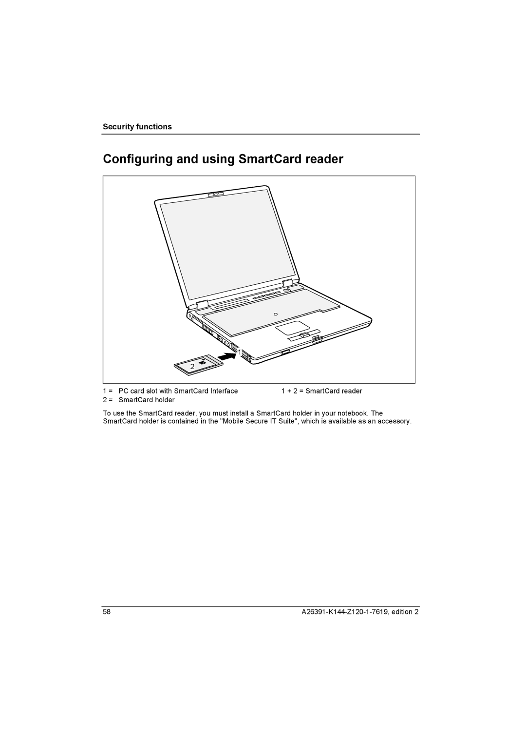 Fujitsu S SERIES manual Configuring and using SmartCard reader 