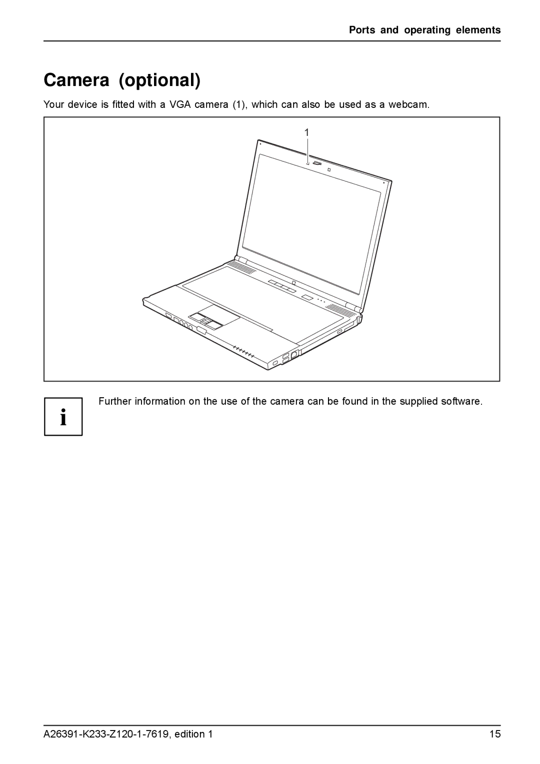 Fujitsu S manual Camera optional 