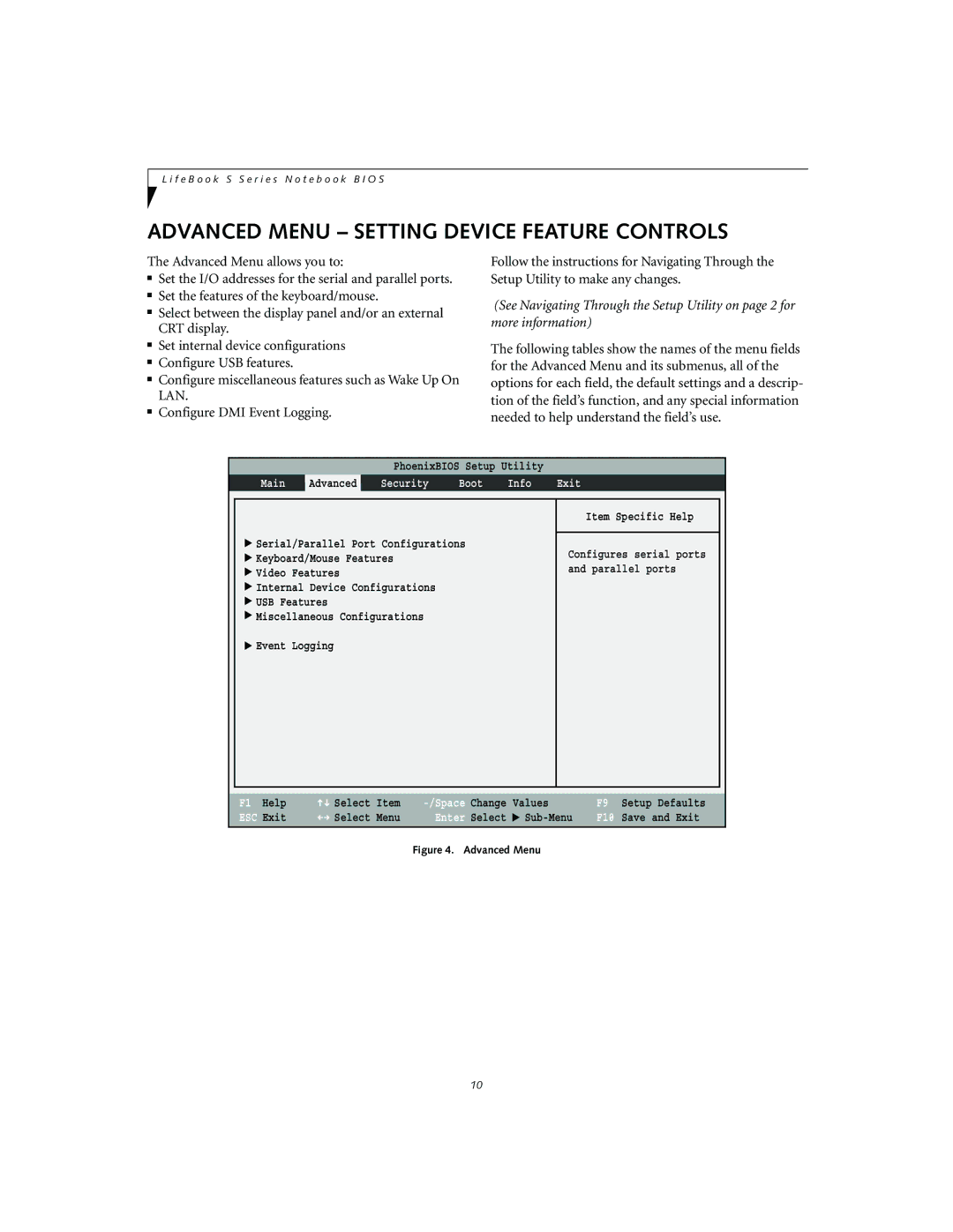 Fujitsu S2010 manual Advanced Menu Setting Device Feature Controls 