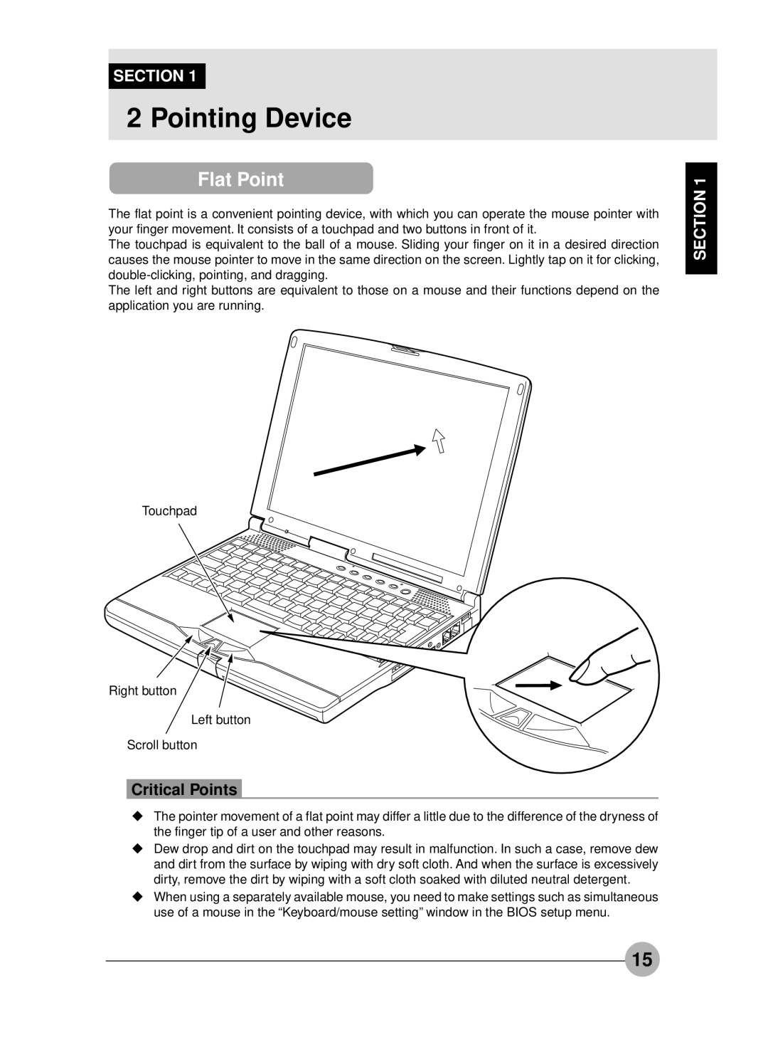 Fujitsu S4545, S4546 manual Pointing Device, Flat Point 