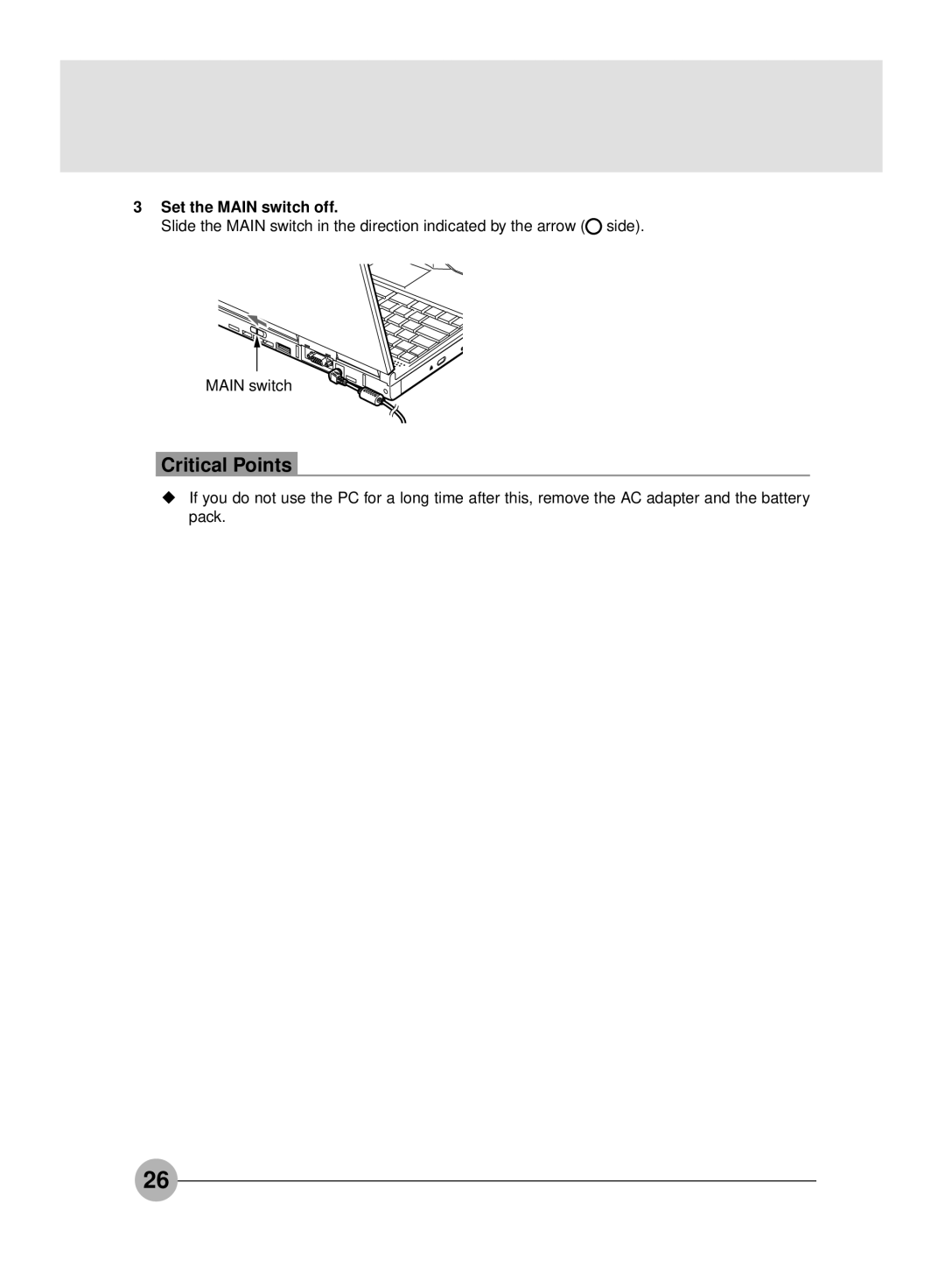 Fujitsu S4546, S4545 manual Critical Points 