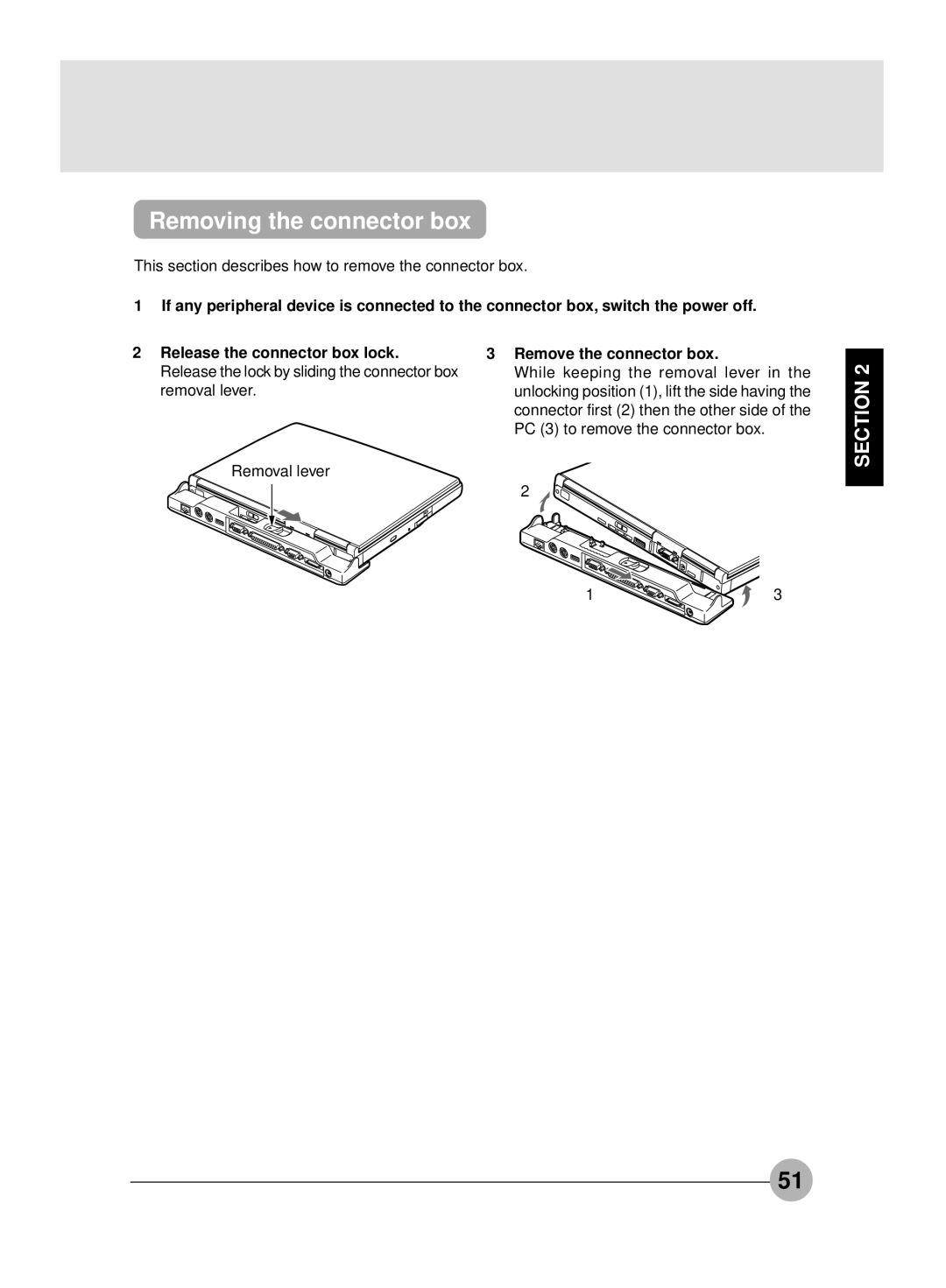 Fujitsu S4545, S4546 manual Removing the connector box, Remove the connector box 