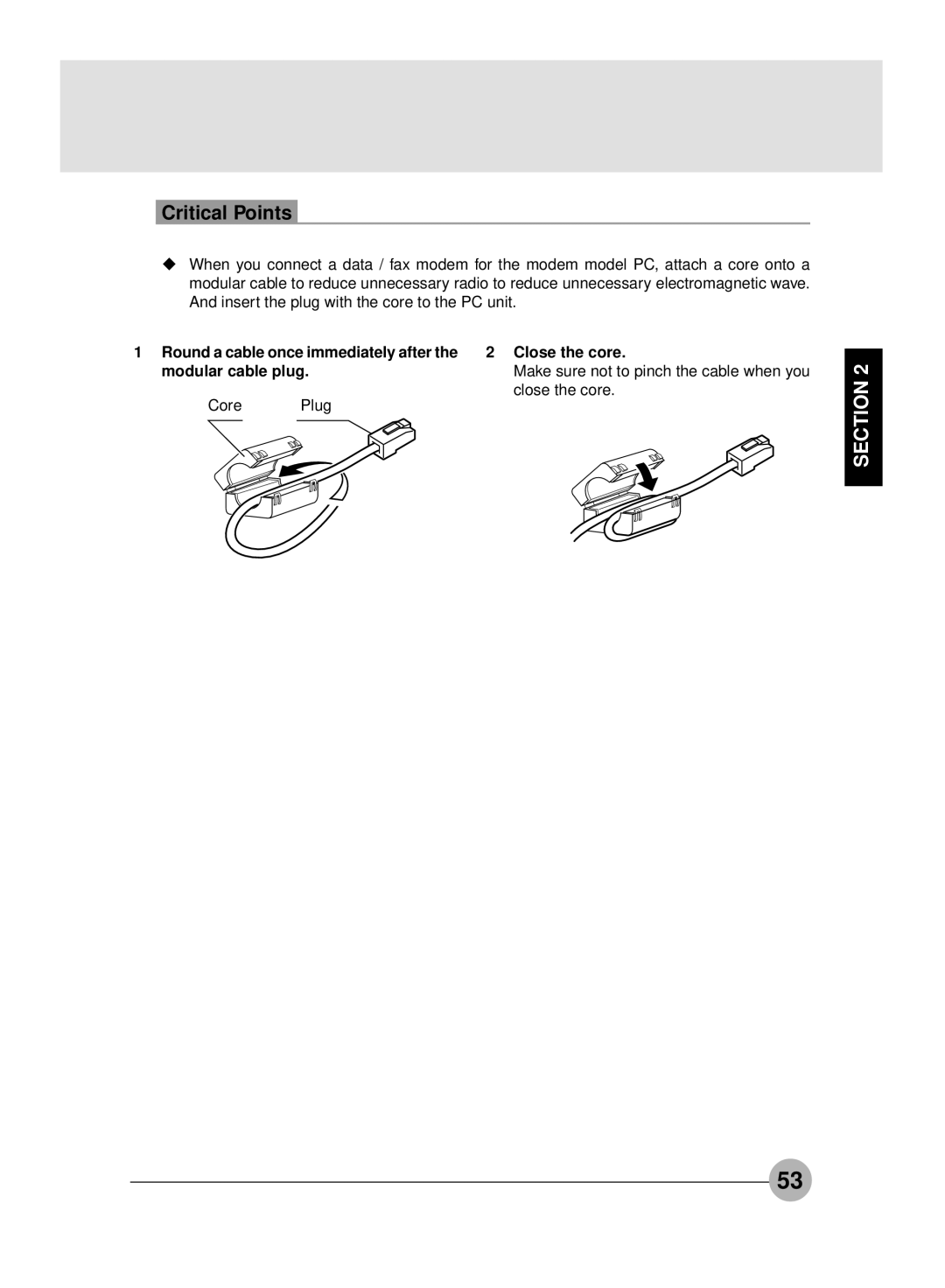 Fujitsu S4545, S4546 manual Core Plug Close the core 