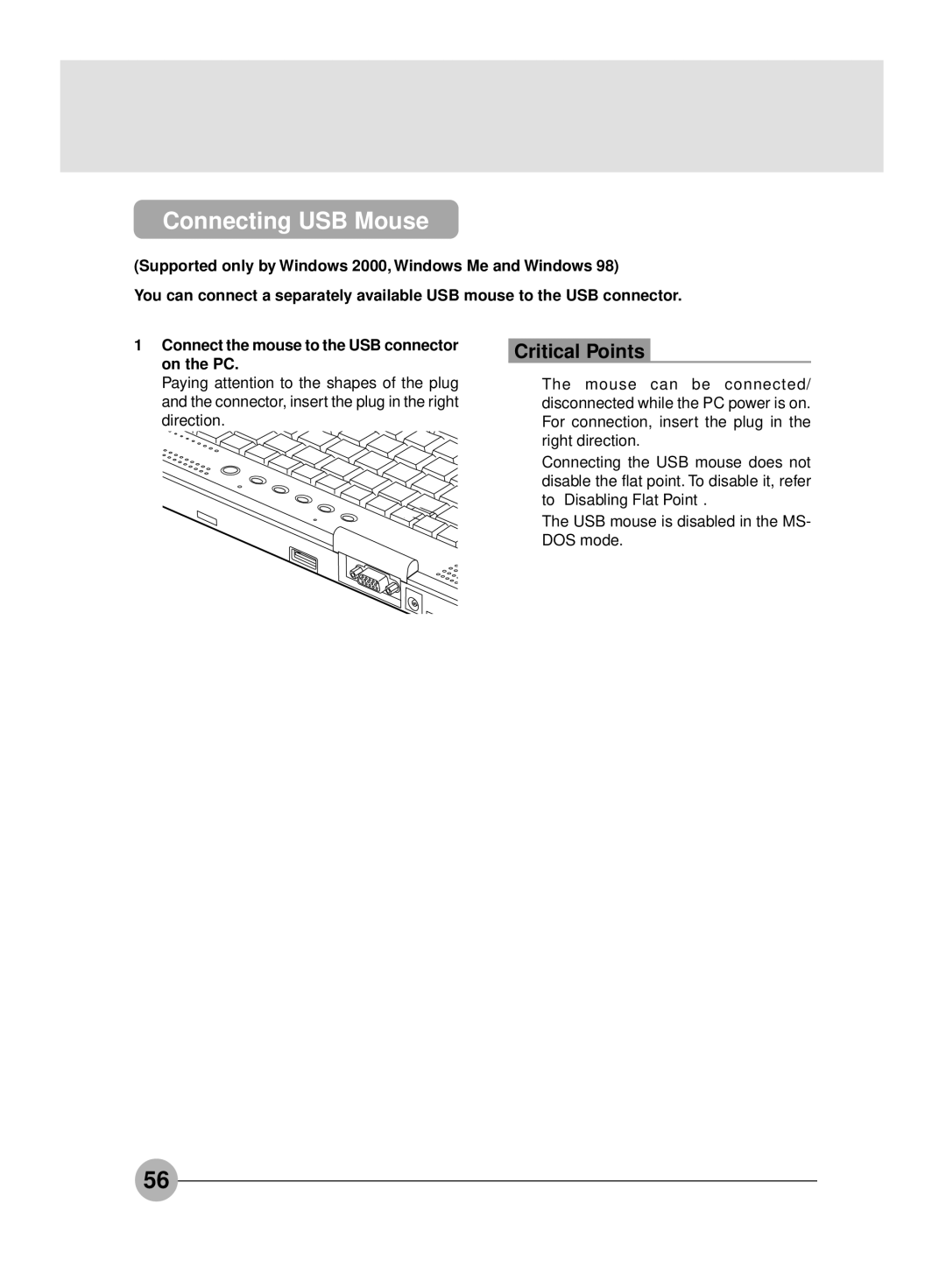 Fujitsu S4546, S4545 manual Connecting USB Mouse 