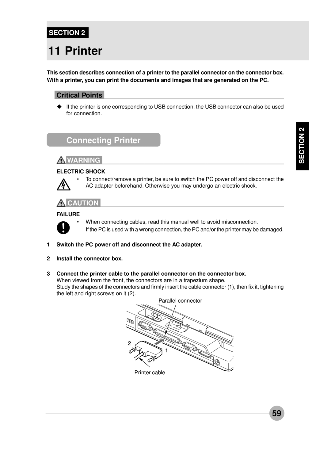 Fujitsu S4545, S4546 manual Connecting Printer 