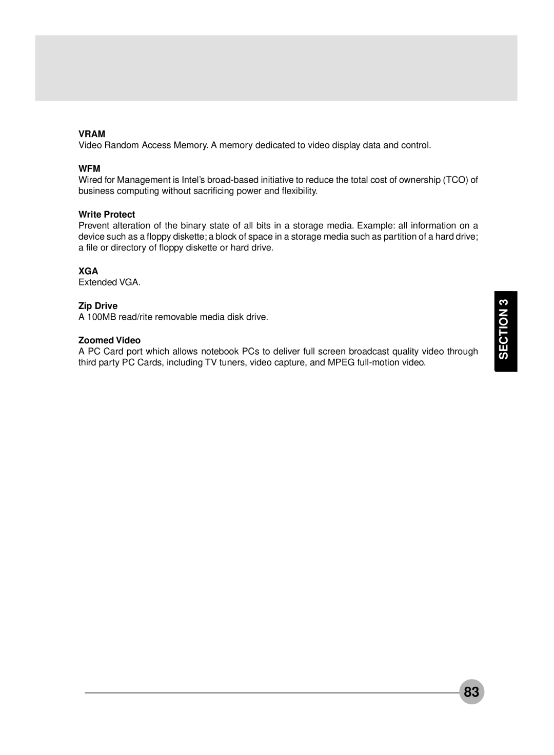 Fujitsu S4545, S4546 manual Vram, Wfm, Xga 