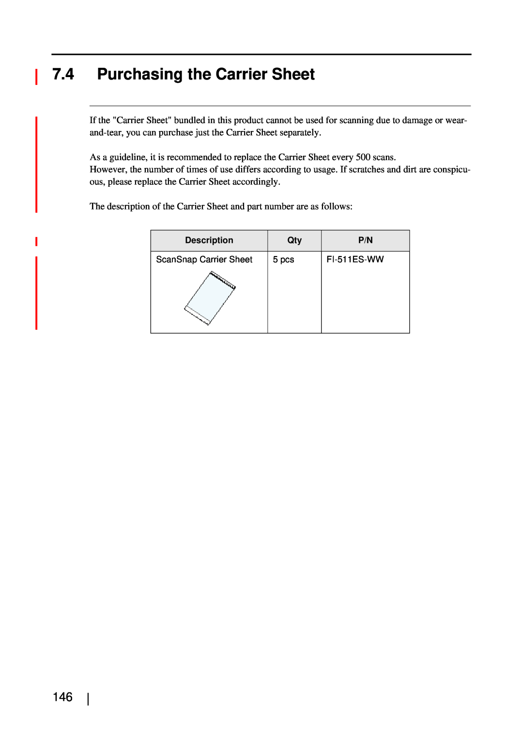 Fujitsu S510M manual Purchasing the Carrier Sheet 