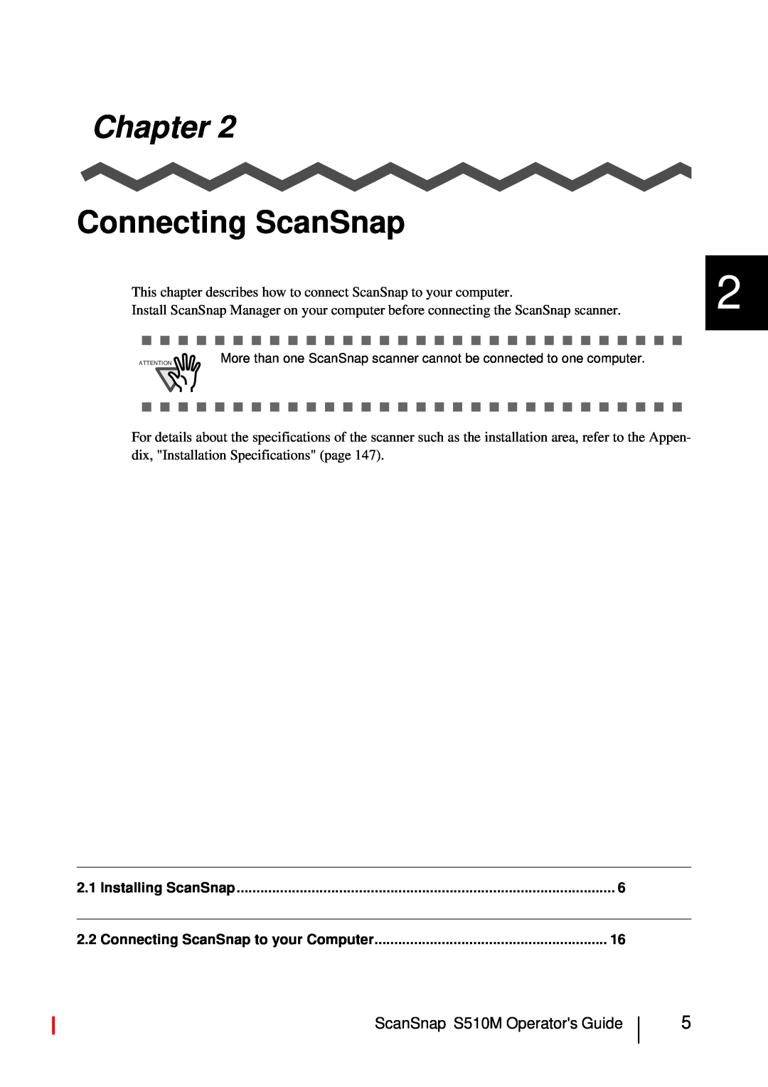 Fujitsu S510M manual Chapter, Installing ScanSnap, Connecting ScanSnap to your Computer 