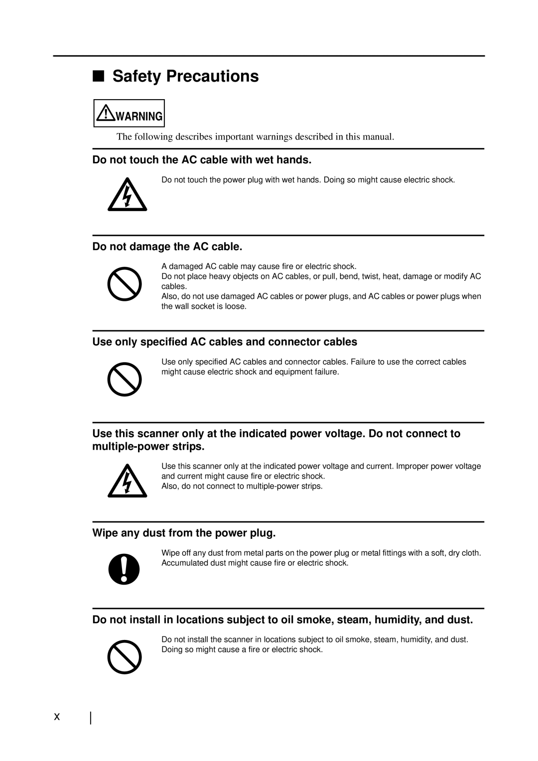 Fujitsu S510M manual Safety Precautions, Do not damage the AC cable 