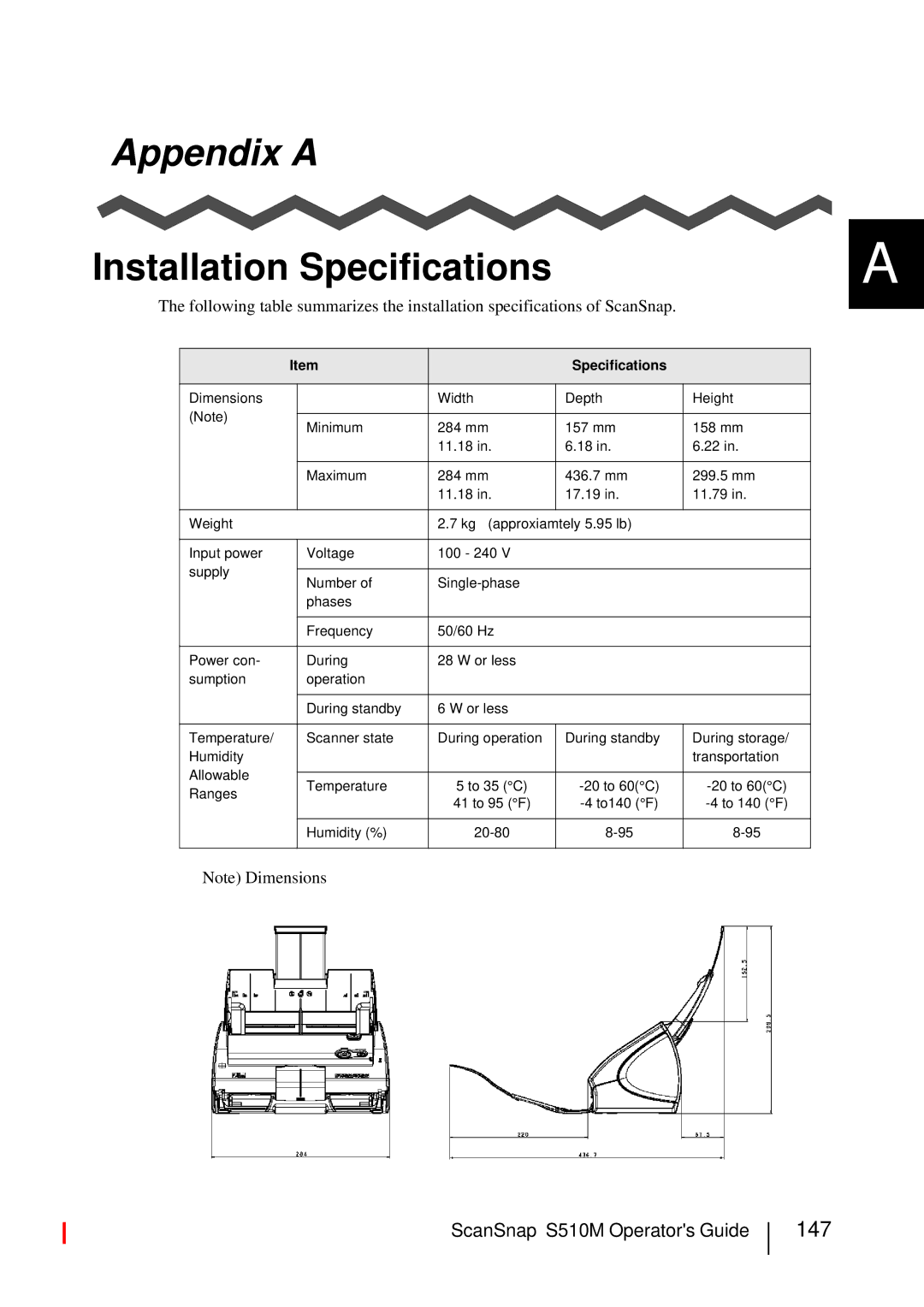 Fujitsu S510M manual Appendix a, 147 