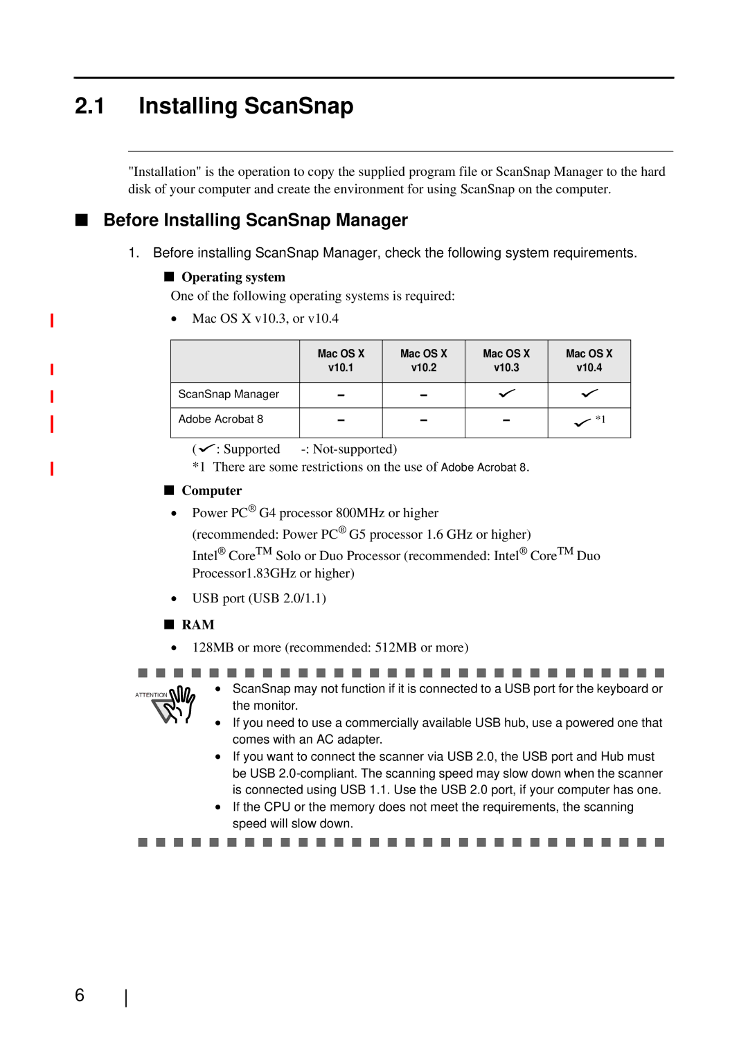 Fujitsu S510M manual Before Installing ScanSnap Manager 