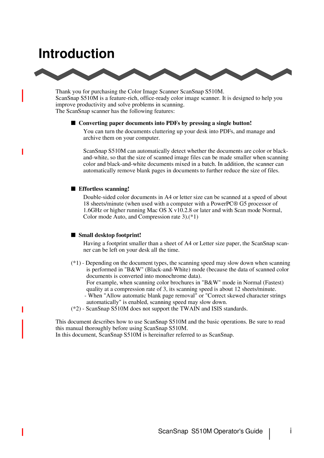 Fujitsu manual Introduction, ScanSnap S510M Operators Guide 