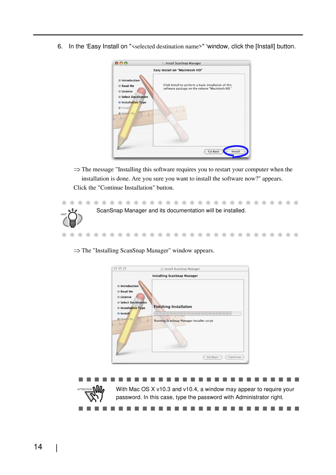 Fujitsu S510M manual ⇒ The Installing ScanSnap Manager window appears 