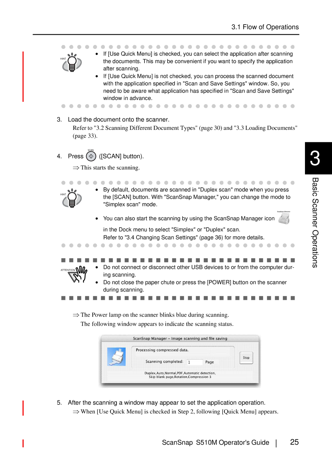 Fujitsu S510M manual Load the document onto the scanner, Press Scan button 