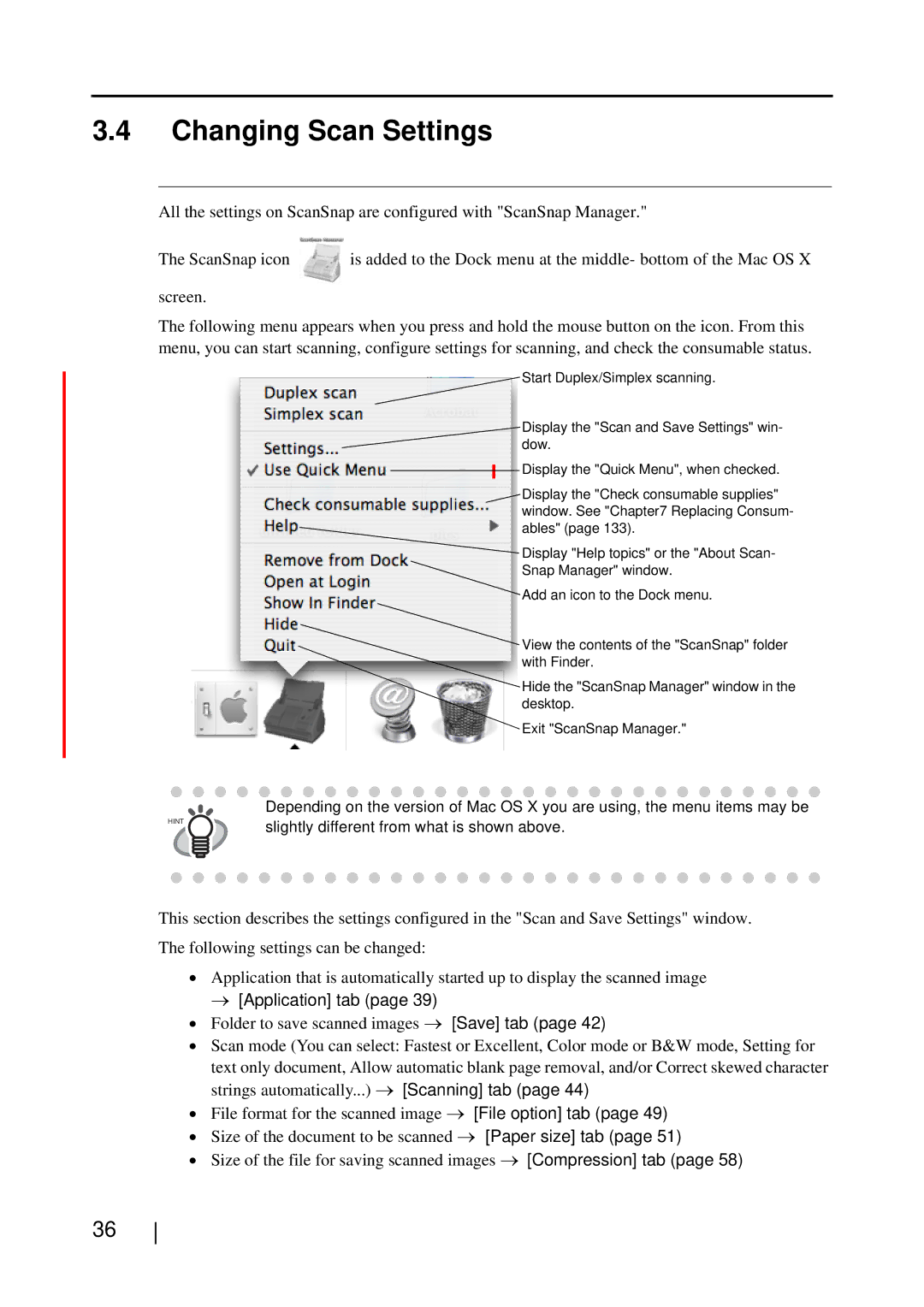 Fujitsu S510M manual Changing Scan Settings, → Application tab 