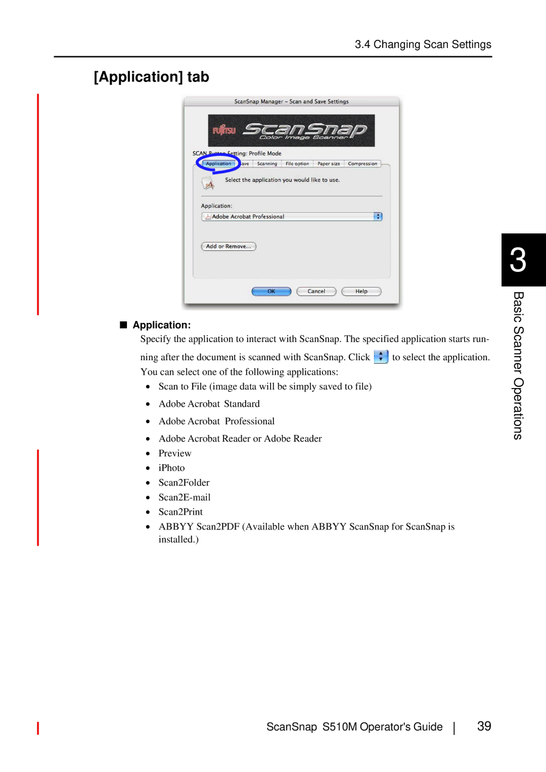 Fujitsu S510M manual Application tab 