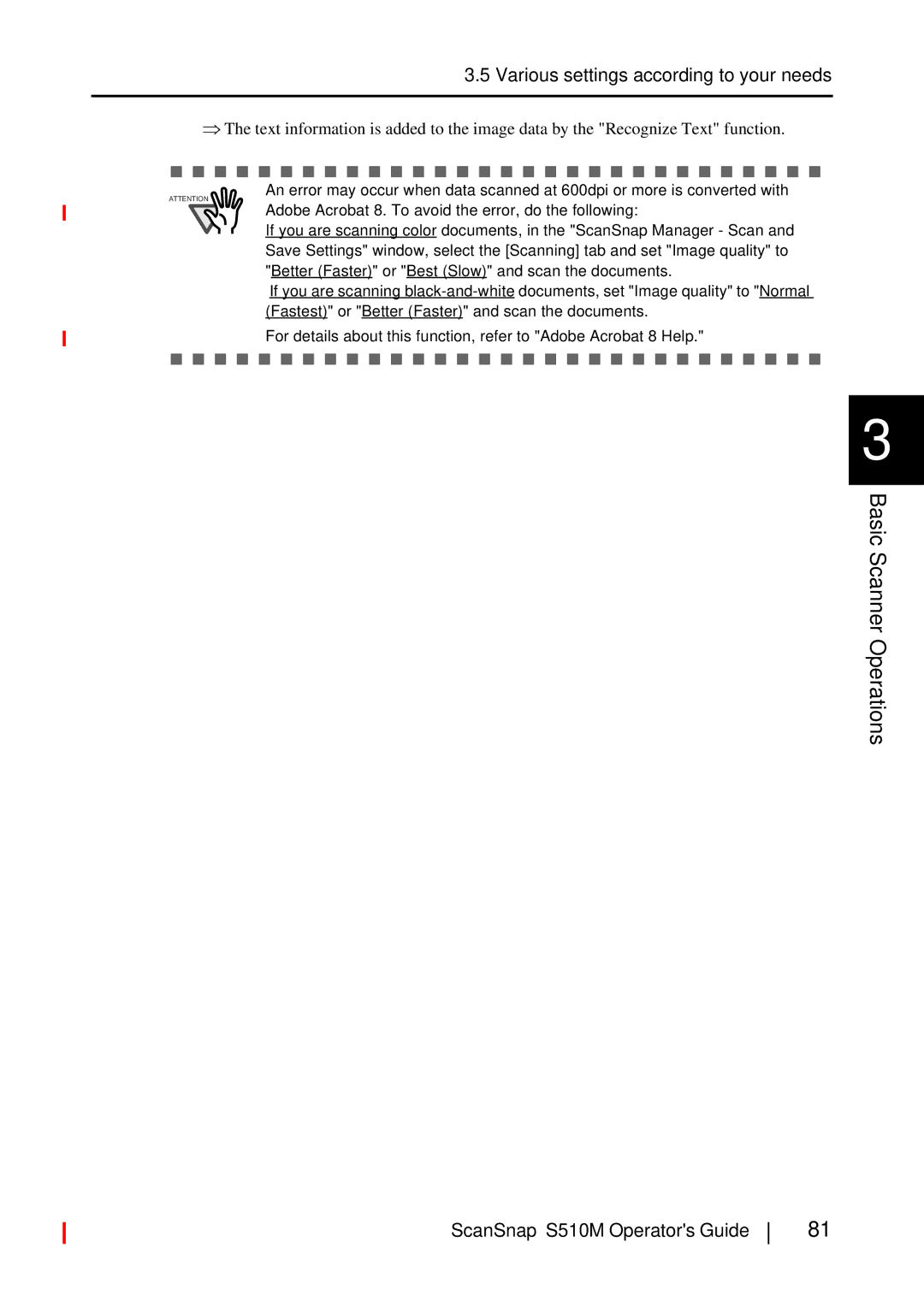 Fujitsu S510M manual Basic Scanner Operations 