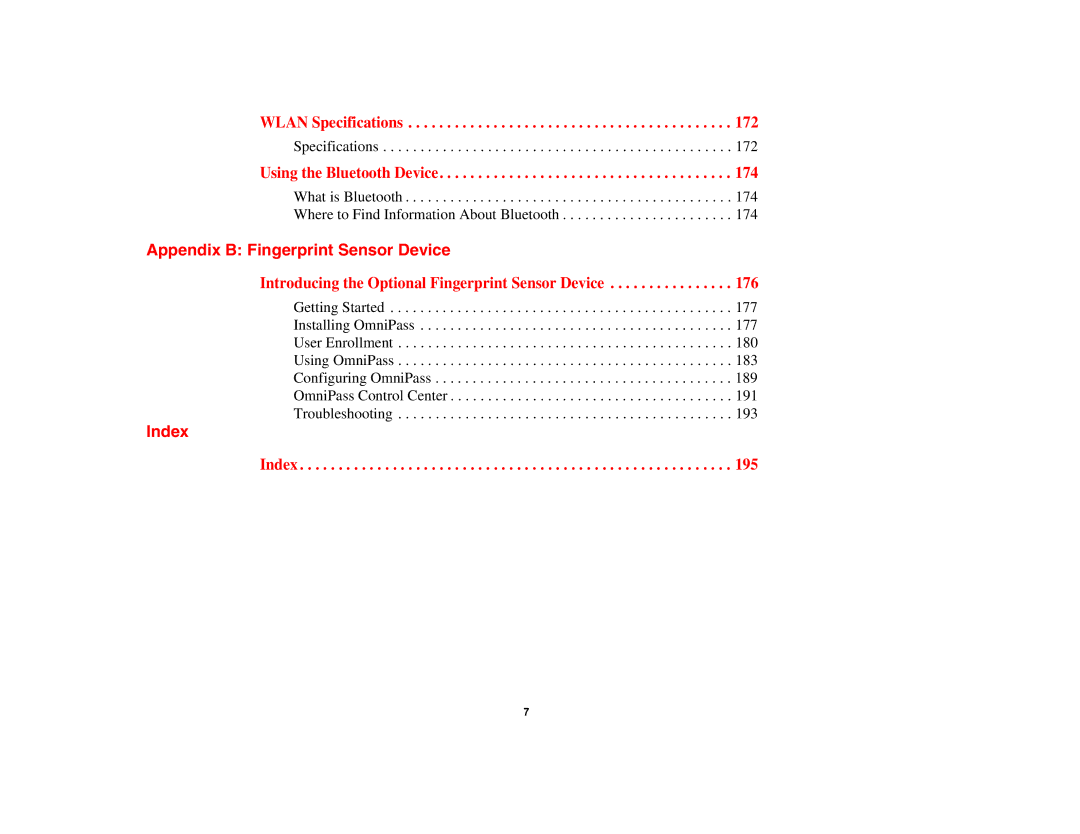 Fujitsu S6510 manual Appendix B Fingerprint Sensor Device, Index 