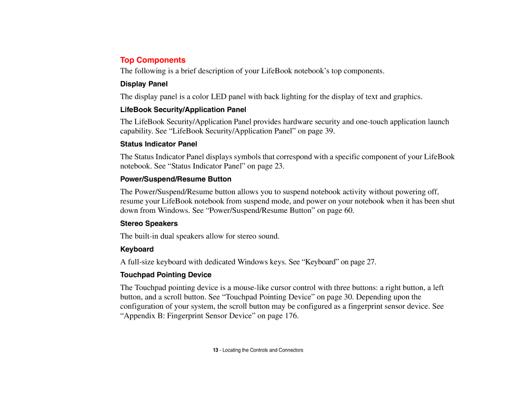 Fujitsu S6510 manual Top Components 