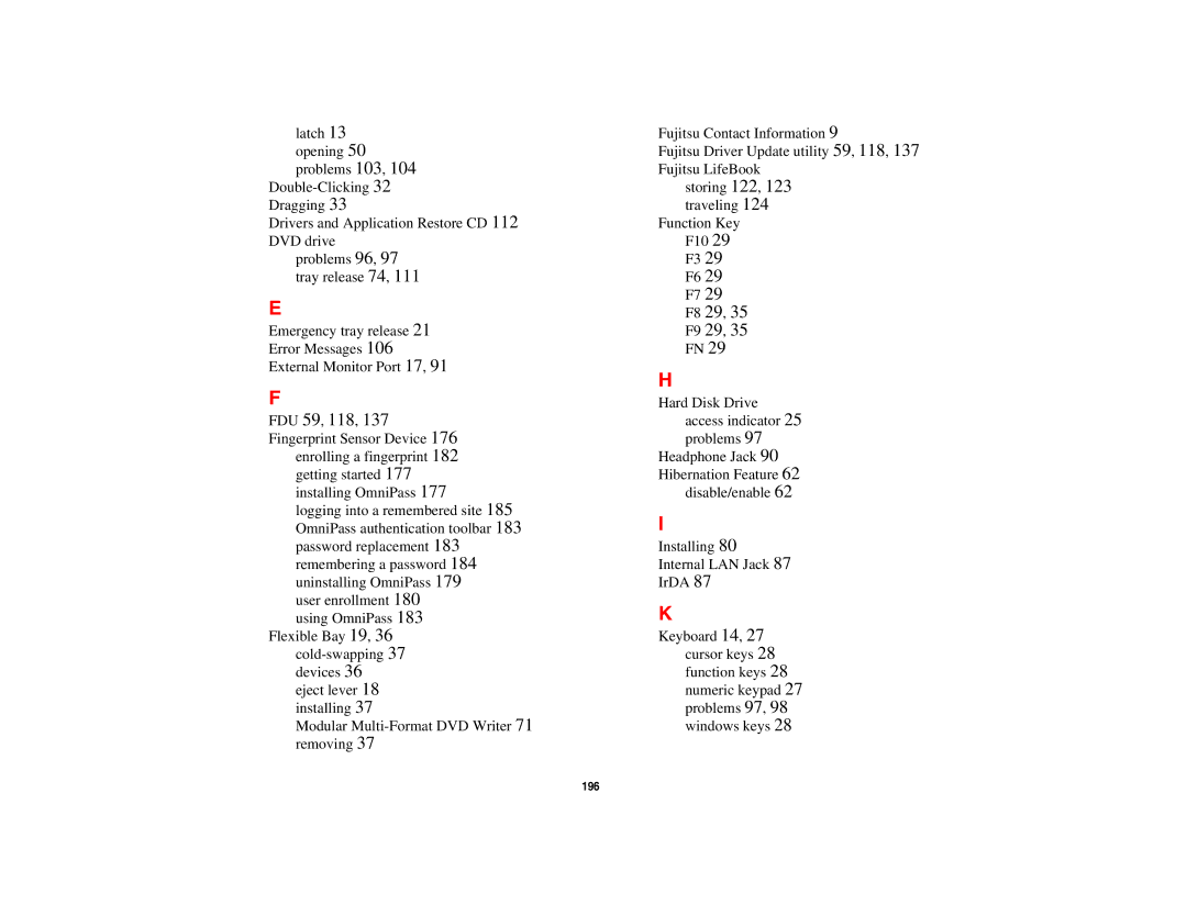 Fujitsu S6510 manual FDU 59, 118 