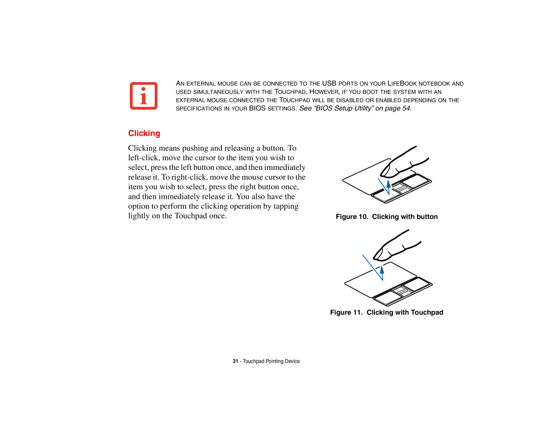 Fujitsu S6510 manual Clicking with button 