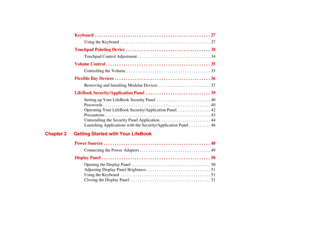 Fujitsu S6510 manual Getting Started with Your LifeBook, LifeBook Security/Application Panel 