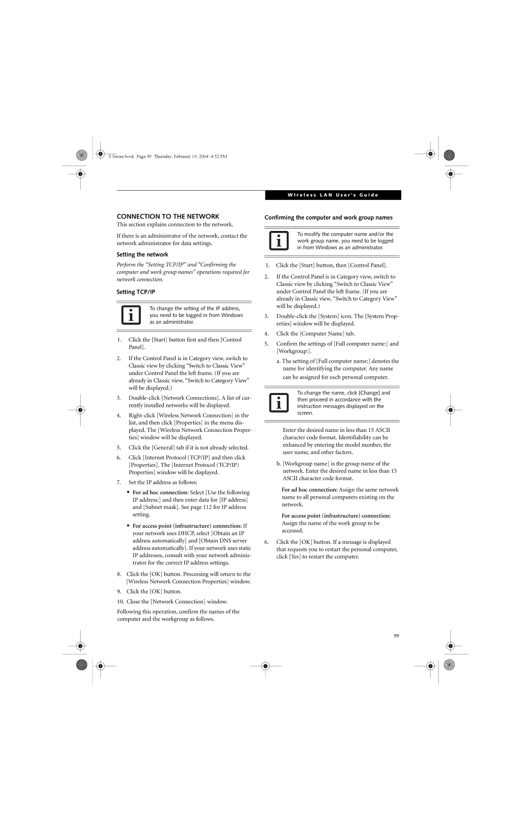 Fujitsu S7010D manual Connection to the Network, Setting the network, Setting TCP/IP 