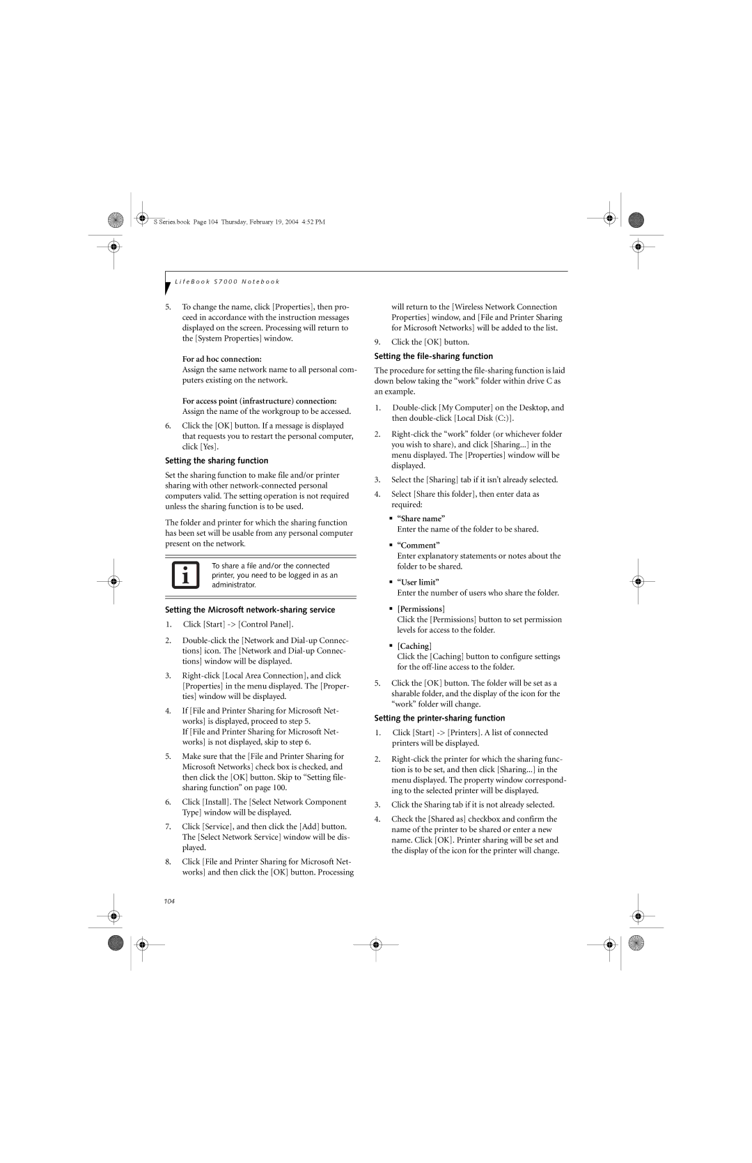 Fujitsu S7010D manual Share name, Comment, User limit, Permissions, Caching 