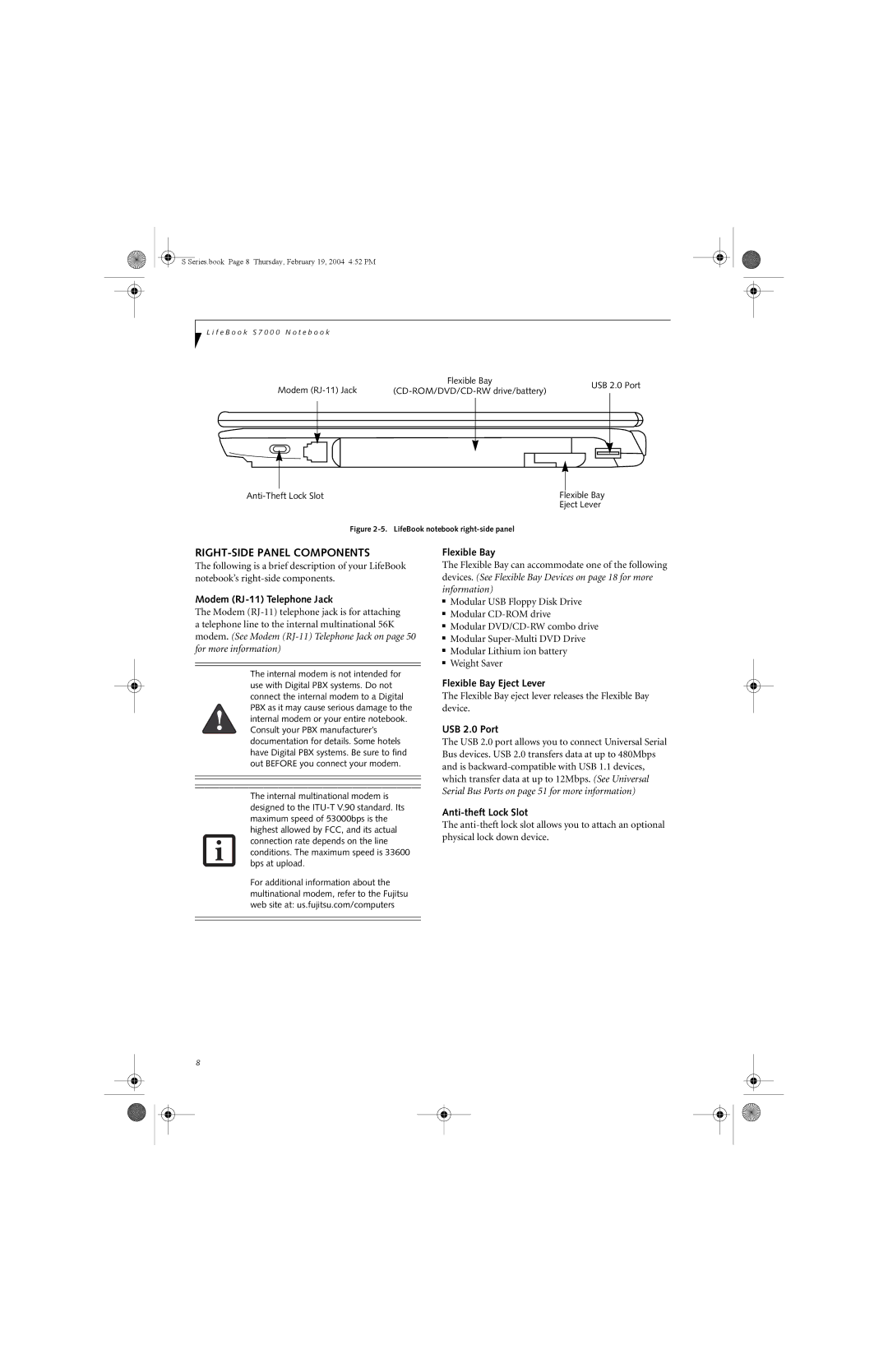 Fujitsu S7010D manual RIGHT-SIDE Panel Components 