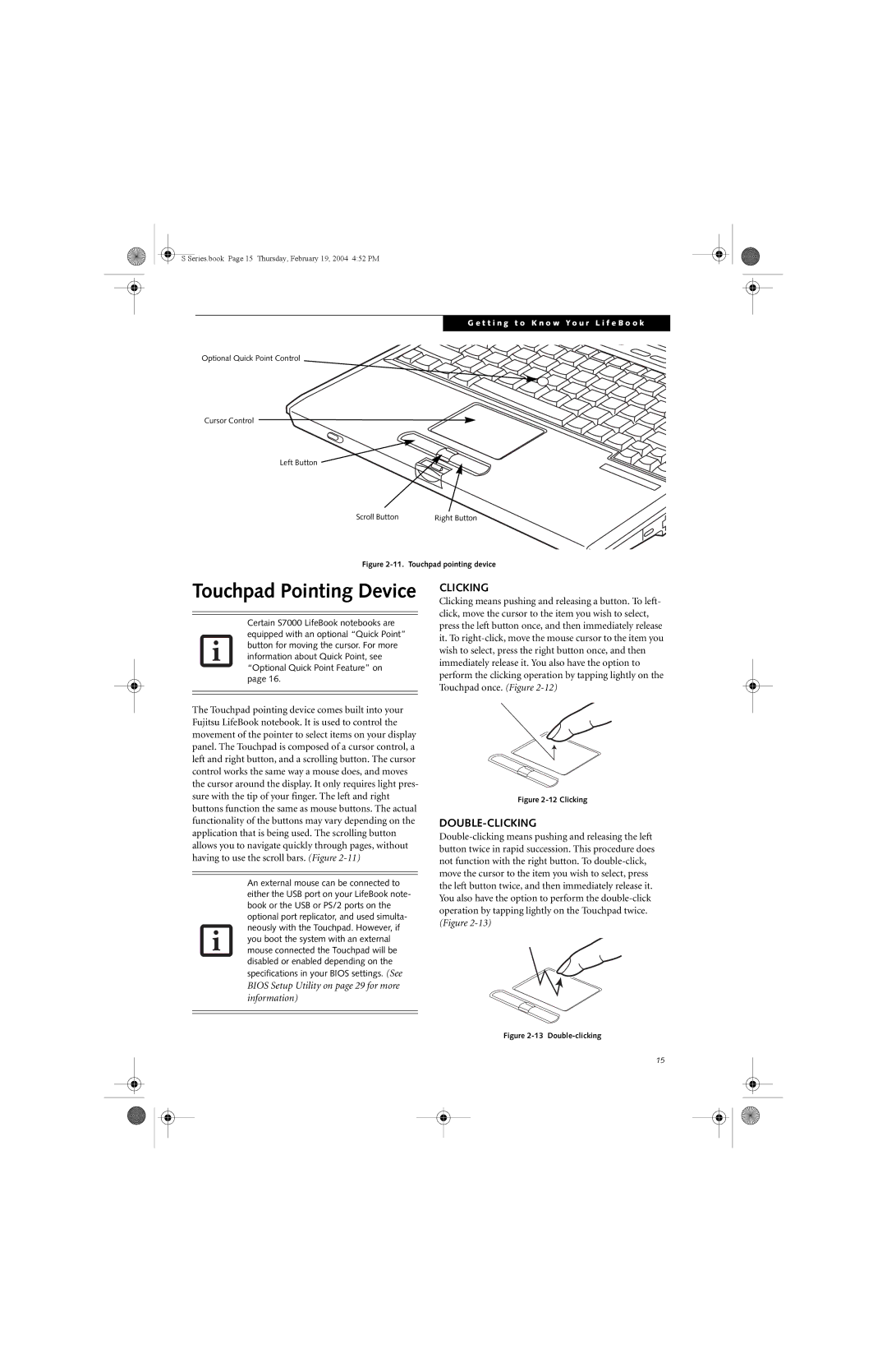 Fujitsu S7010D manual Double-Clicking 