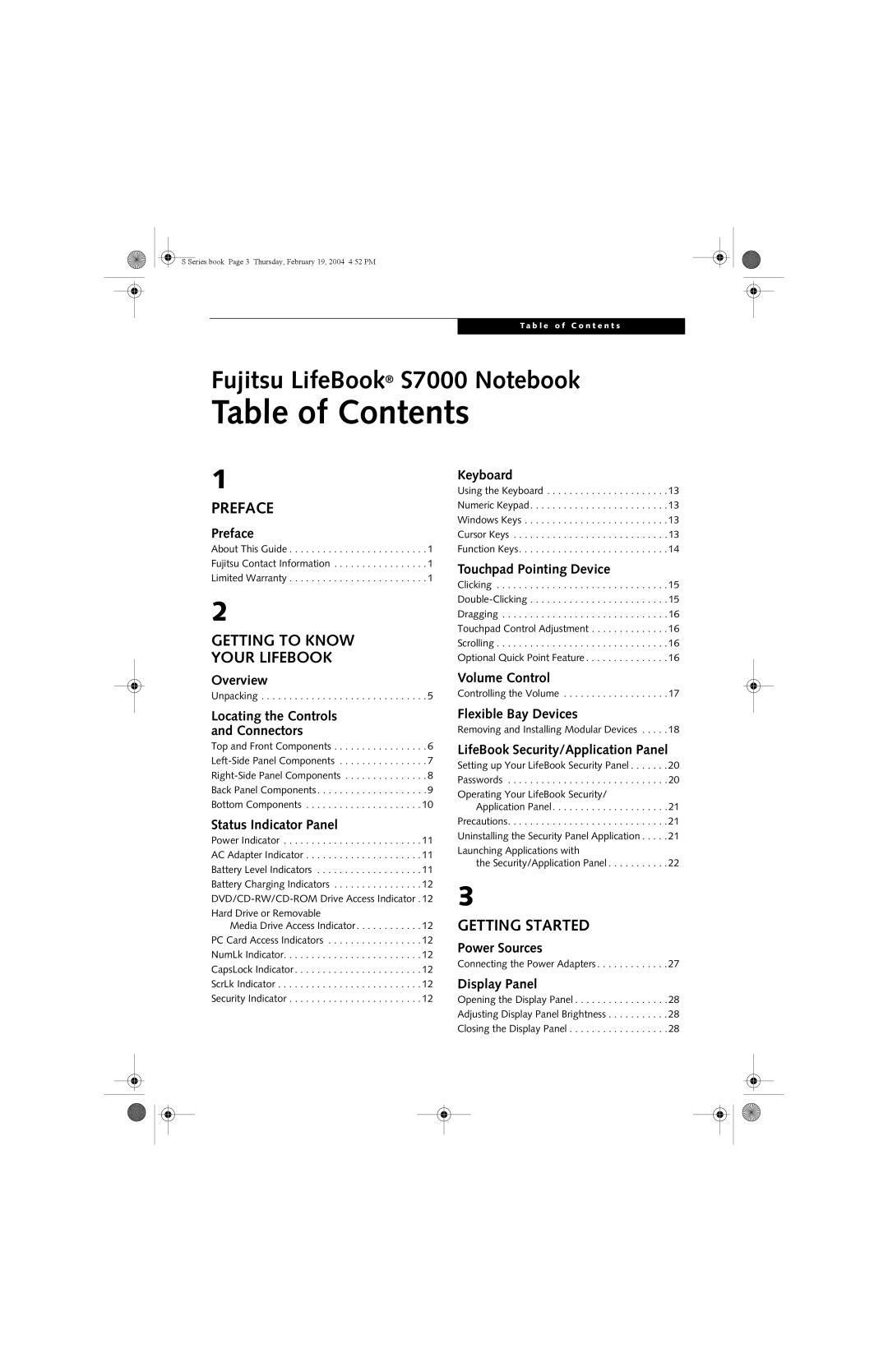 Fujitsu S7010D manual Table of Contents 