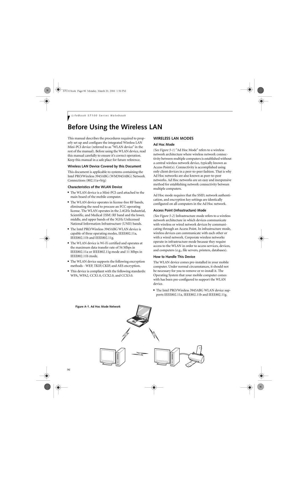 Fujitsu S7100 manual Before Using the Wireless LAN, Wireless LAN Modes 